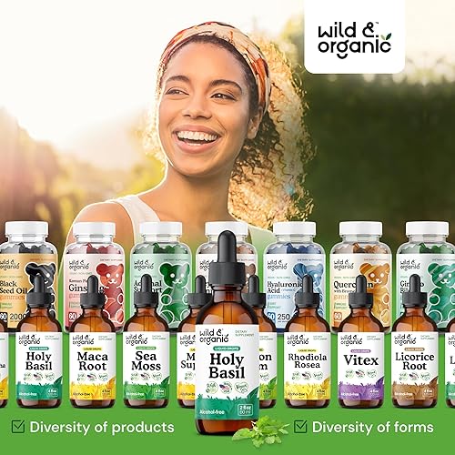 Miniatura 8 de Tintura de albahaca sagrada  Extracto líquido orgánico de hoja de albahaca sagrada  Suplemento de gotas vegano sin alcohol  2 onzas líquidas