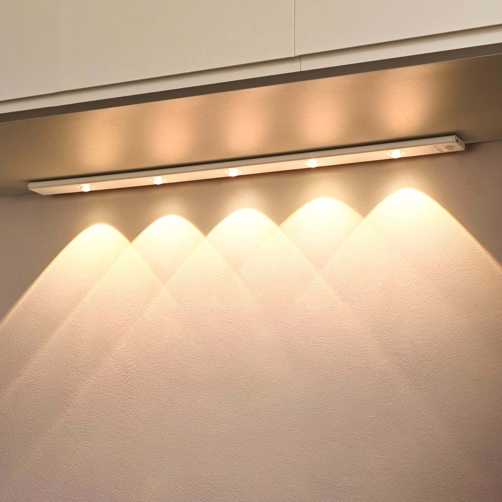 Under Cabinet Lighting, LED Motion Sensor Light Indoor, 3-Color Temperature, LED Under Counter Lightings for Kitchen, Hallway, Wardrobe, Kitchen,120° Sensing Angle(Silver,100cm/39.3in)