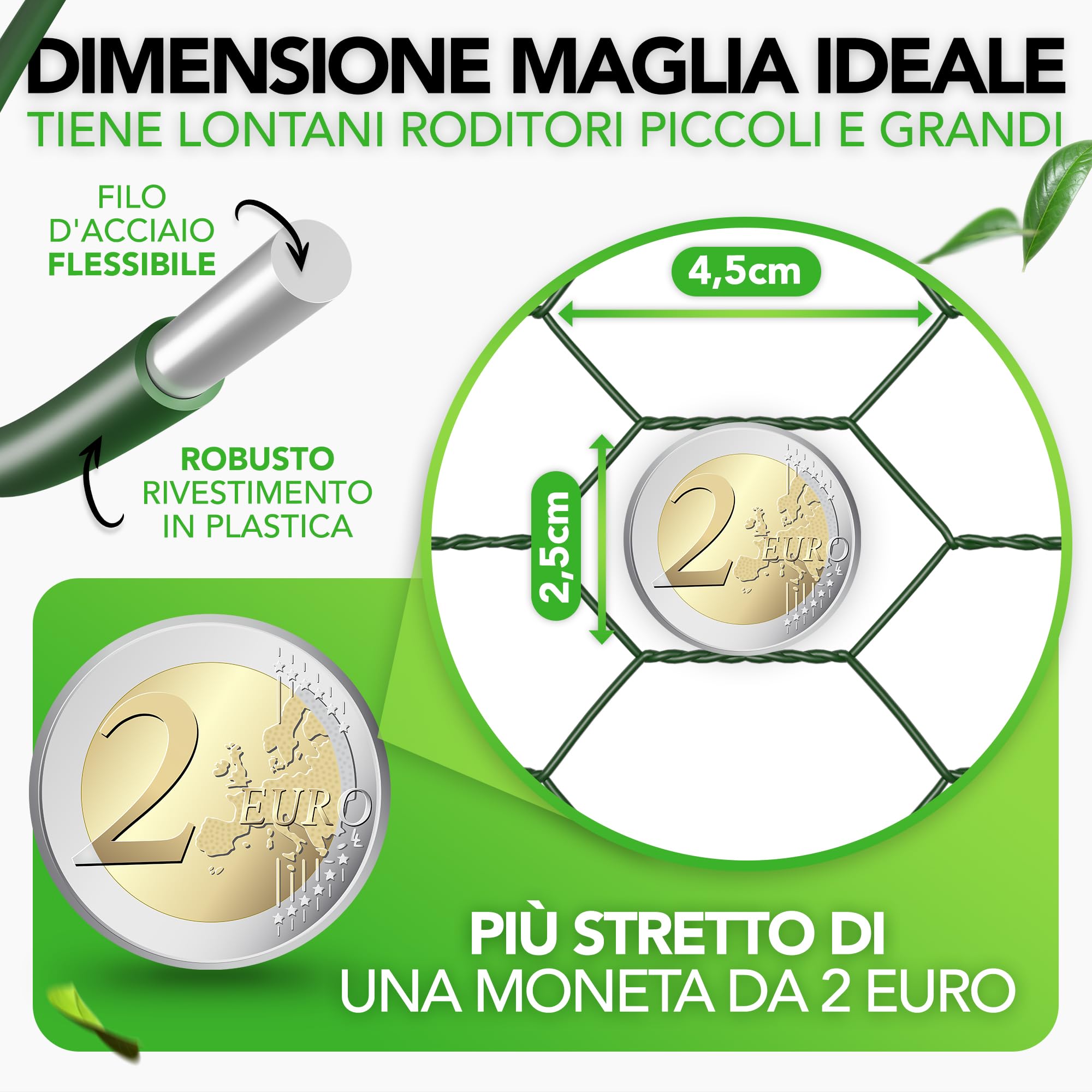 Rete metallica a maglia fine 25 x 1 m, per conigli e recinzioni