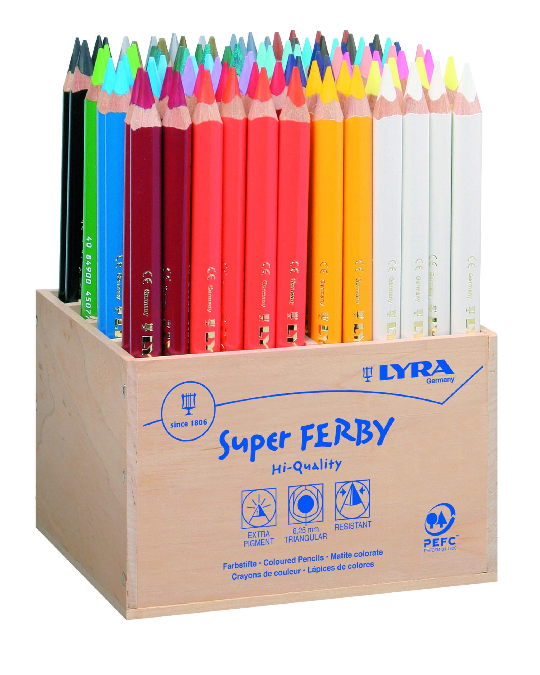 LYRA Super Ferby®, lackierte Farbstifte, Holzaufsteller 96 Stifte