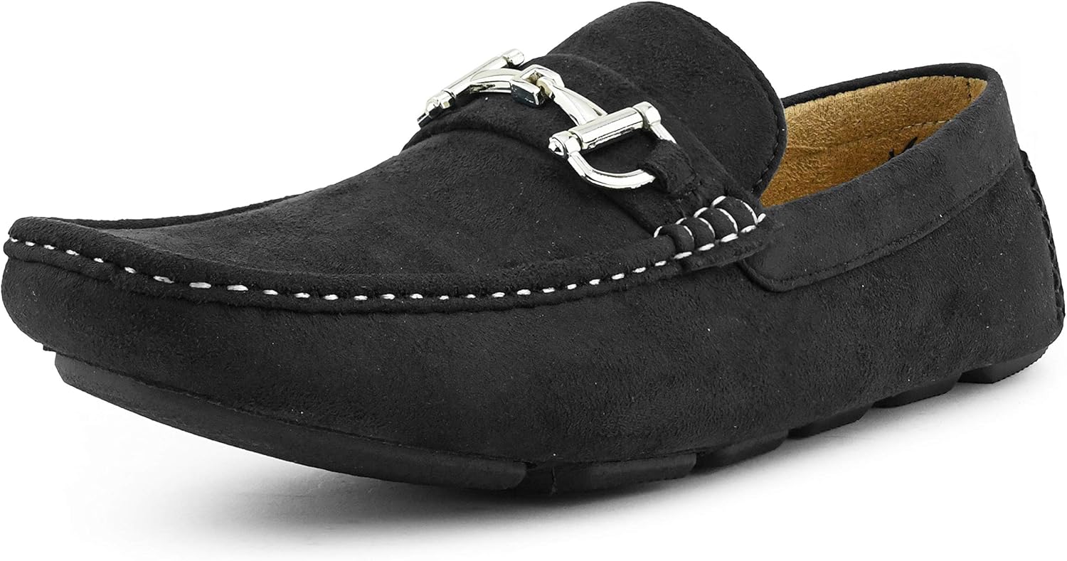Amali Walken Men's Casual Slip-On Loafers, Driving Moccasin Shoes for Men with Silver Buckle, Available in Plush Microfiber and PU Leather - Image 2