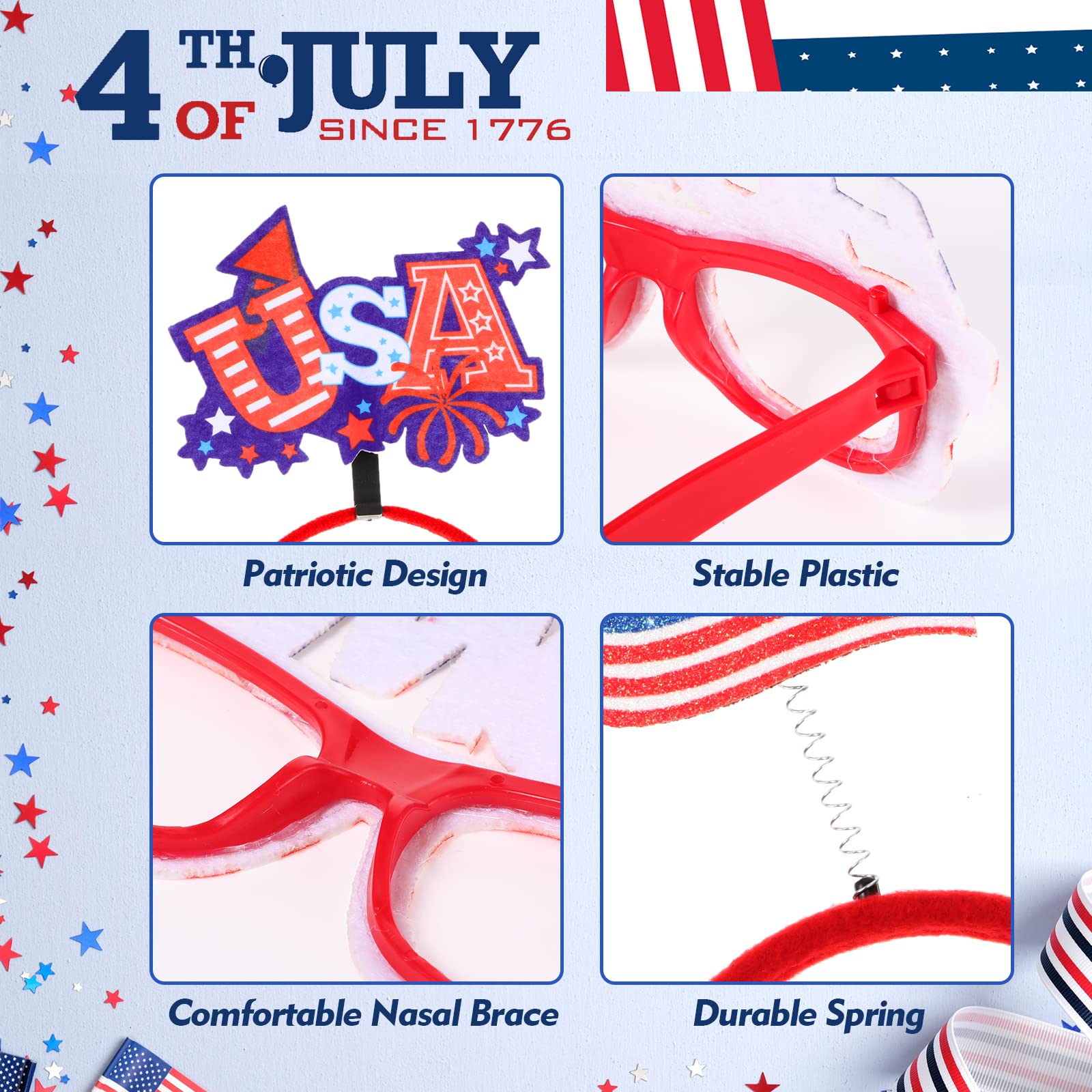 Amazon.com: Retrowavy 24 Pcs 4th of July Accessories, 12 