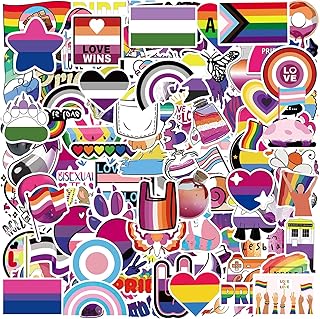 MEPLUM Pride Stickers, 200 PCS LGBTQ+ Stickers, Gay Stickers Bulk for Trans Bi Lesbian LGBTQ Gay Pride Stuff, Mixed Pride Stickers for Pride Accessories, All Kind of Pride Stickers for Helmet Laptop