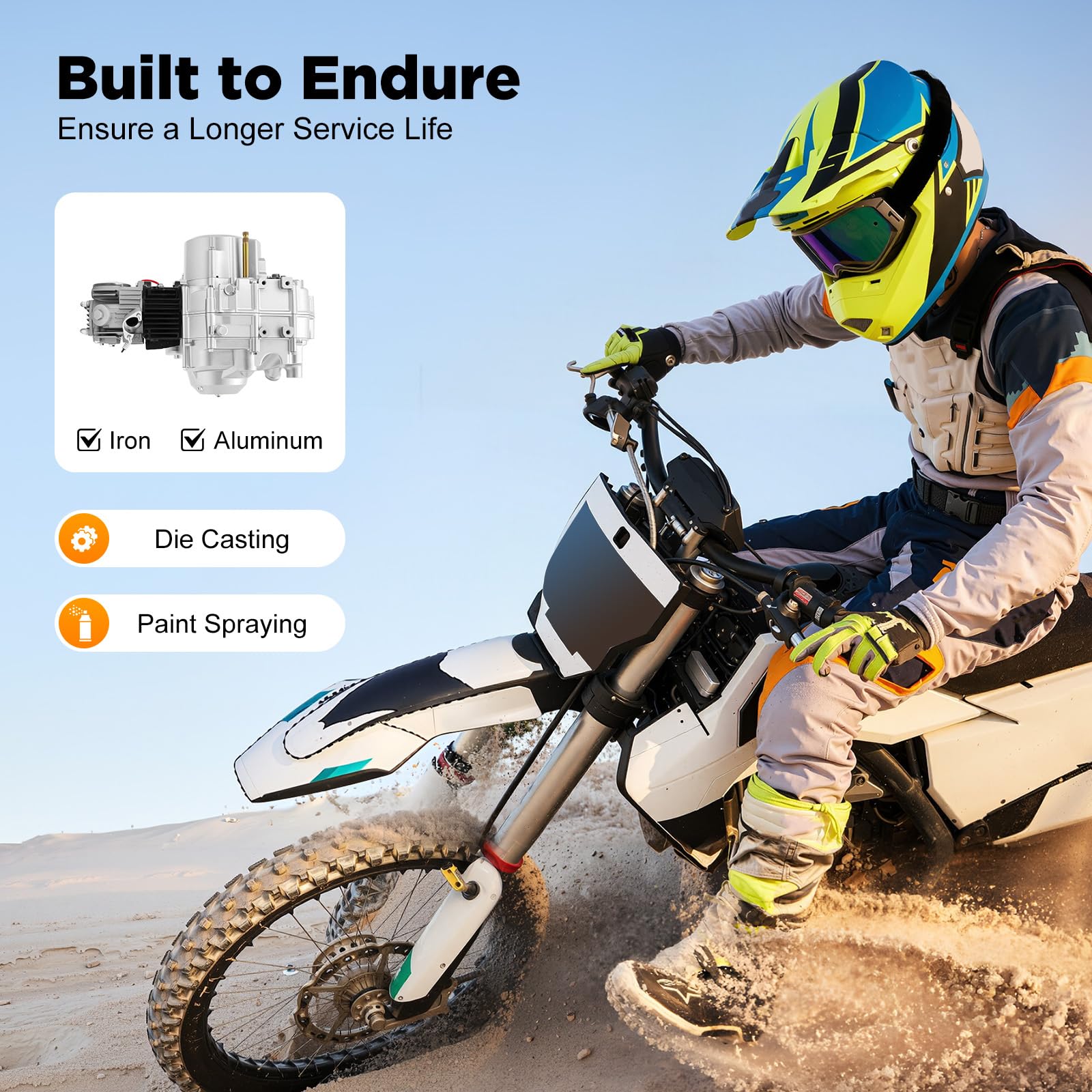 Motor de 4 tiempos de 125 cc con arranque eléctrico, monocilindro, semiautomático, 3 + 1 marchas (3 adelante, 1 atrás), enfriado por aire, potente kit de motor para Dirt Bike, ATV, Go Kart y Pitbike