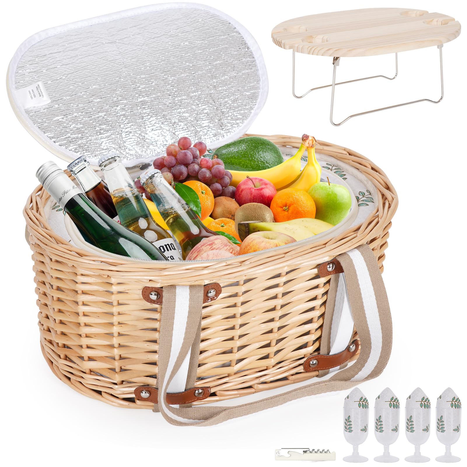 Picknickkorb 4 Personen Picknick Kühltasche Decke Picknicktasche Besteck NEU eBa