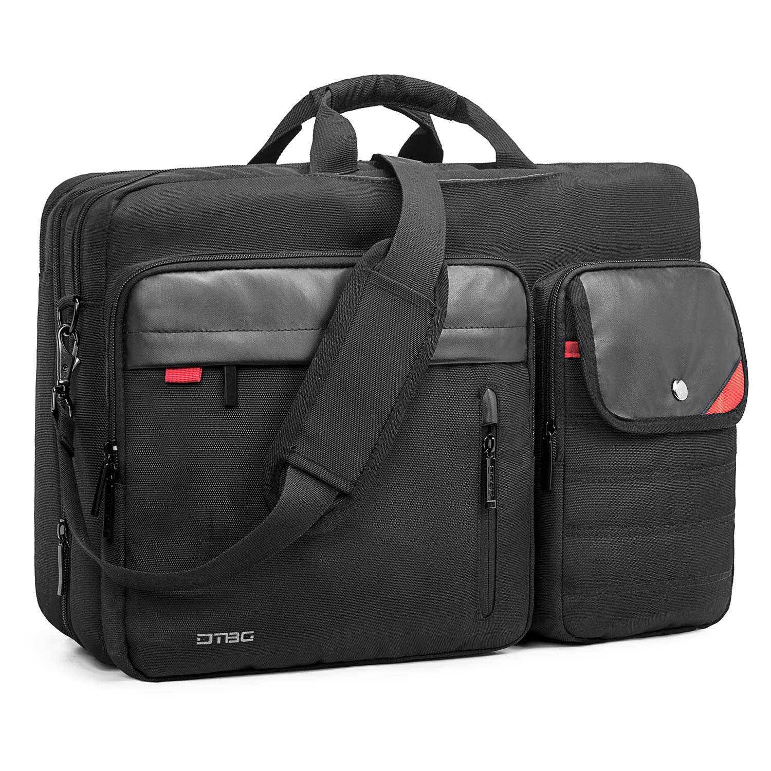 Convertible Backpack Messenger Bag 17.3 Inch Laptop Shoulder Bag Expendable Business Briefcase Extra Large Multi-Functional Travel Computer Bag for Men,Black