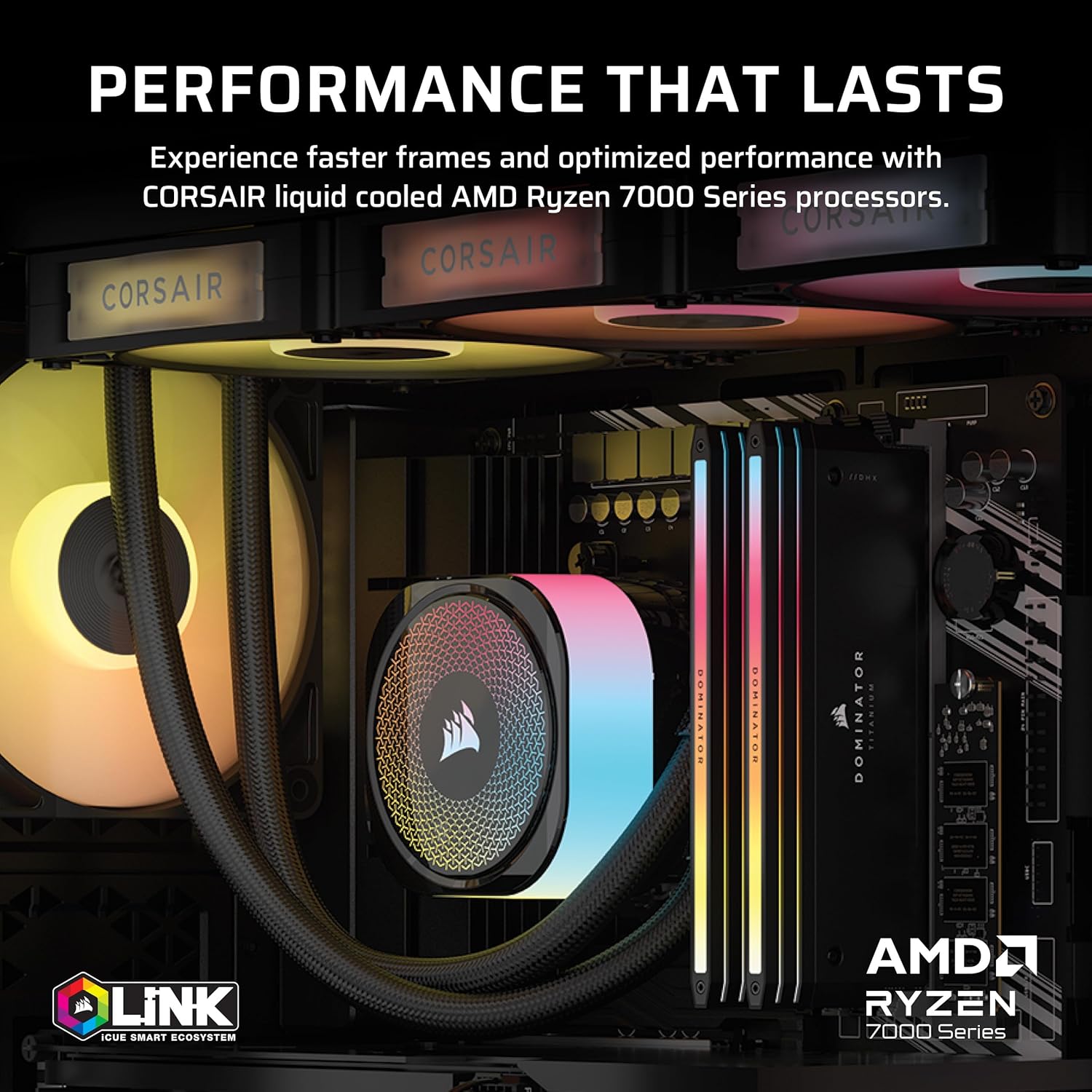 Corsair Vengeance a5100 Gaming PC – Liquid Cooled AMD Ryzen 7 7800X3D CPU – NVIDIA GeForce RTX 5080 GPU – 32GB Dominator Titanium RGB DDR5 Memory – 2TB M.2 SSD – Black