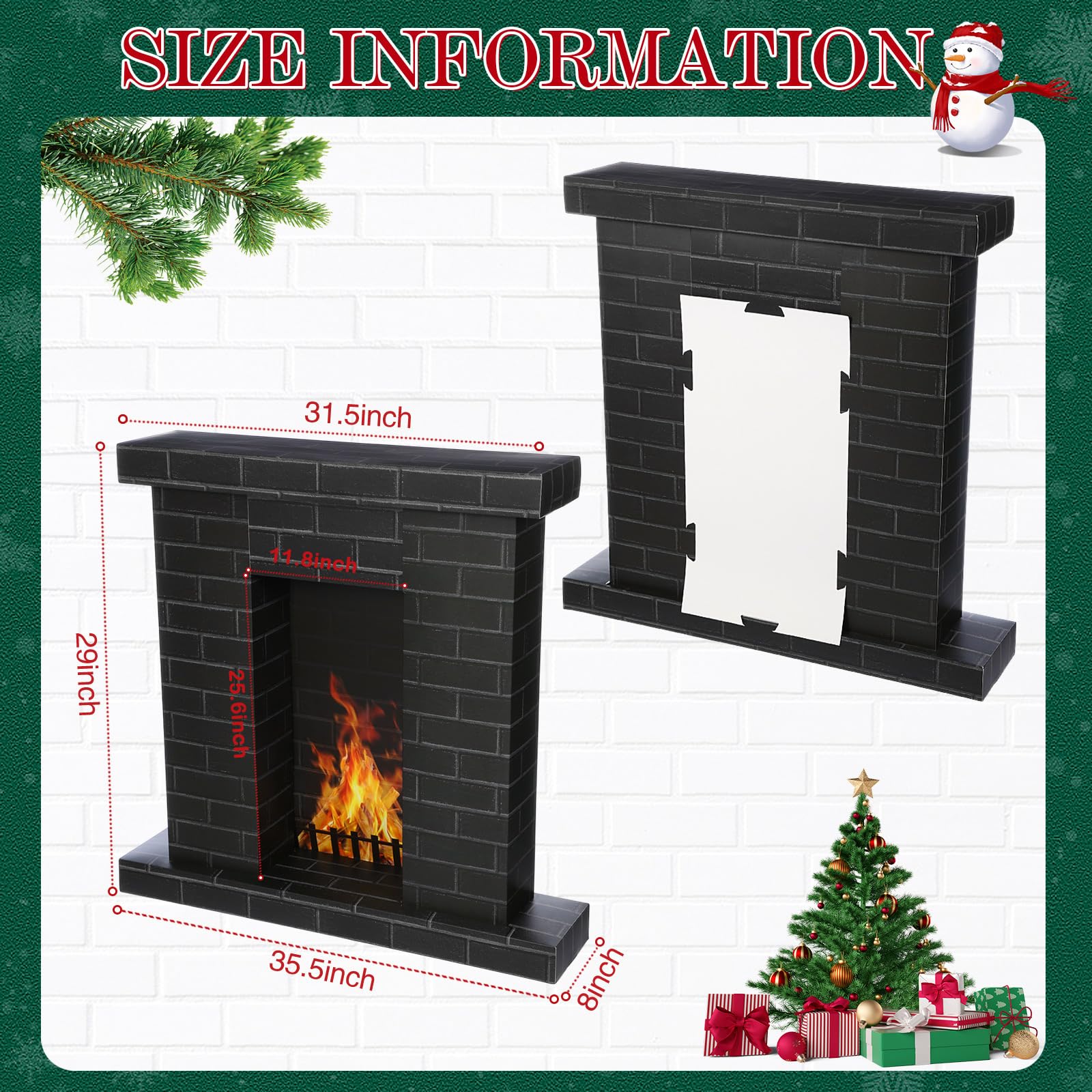 AmazingSpark Weihnachtskamin Karton 3D Fake Kamin Dekor Schwarz
