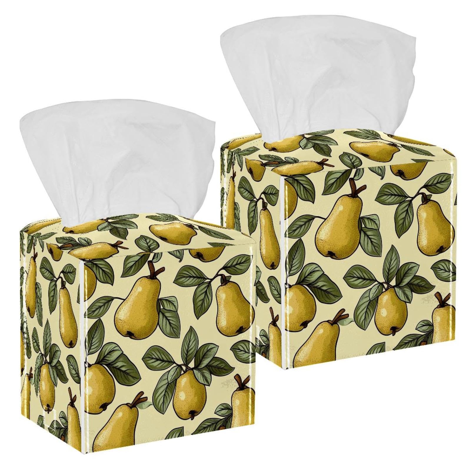 Lot de 2 boîtes à mouchoirs en cuir design chic pour comptoir et table