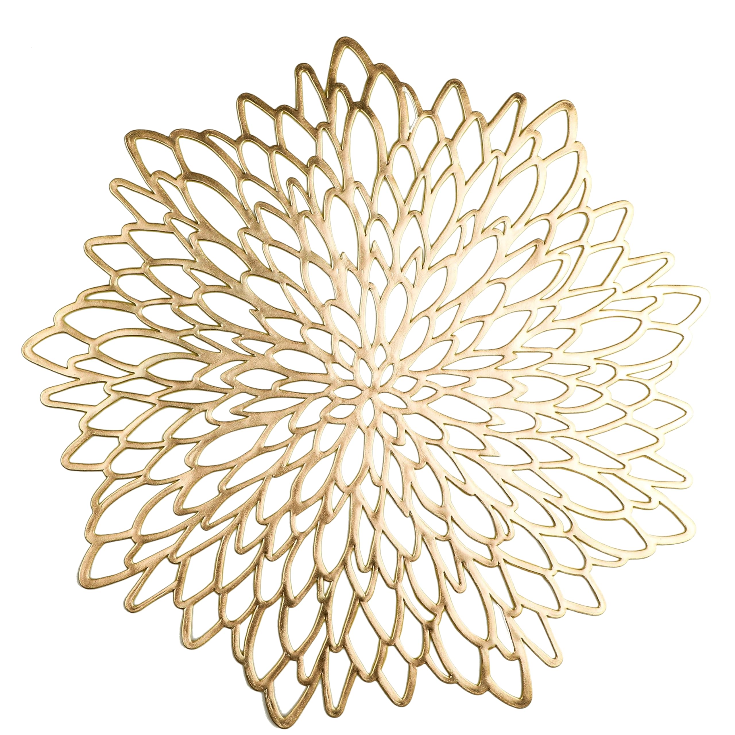 Snowkingdom Pack of 18 Gold Metallic Round Placemats Bulk Pressed Vinyl Leaf Dinning Kitchen Table Mats Decorations Setting for Christmas Wedding Thanksgiving Party Event Holiday Autumn Harvest