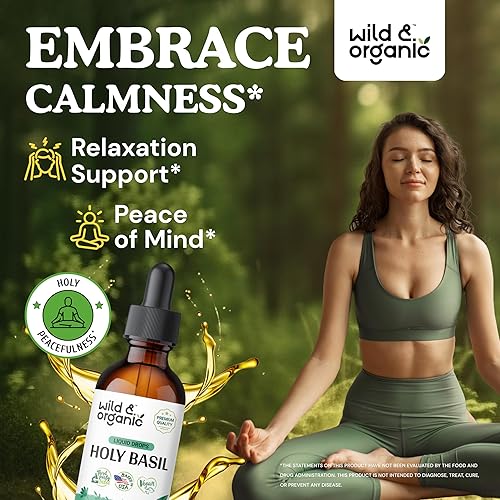 Miniatura 2 de Tintura de albahaca sagrada  Extracto líquido orgánico de hoja de albahaca sagrada  Suplemento de gotas vegano sin alcohol  2 onzas líquidas