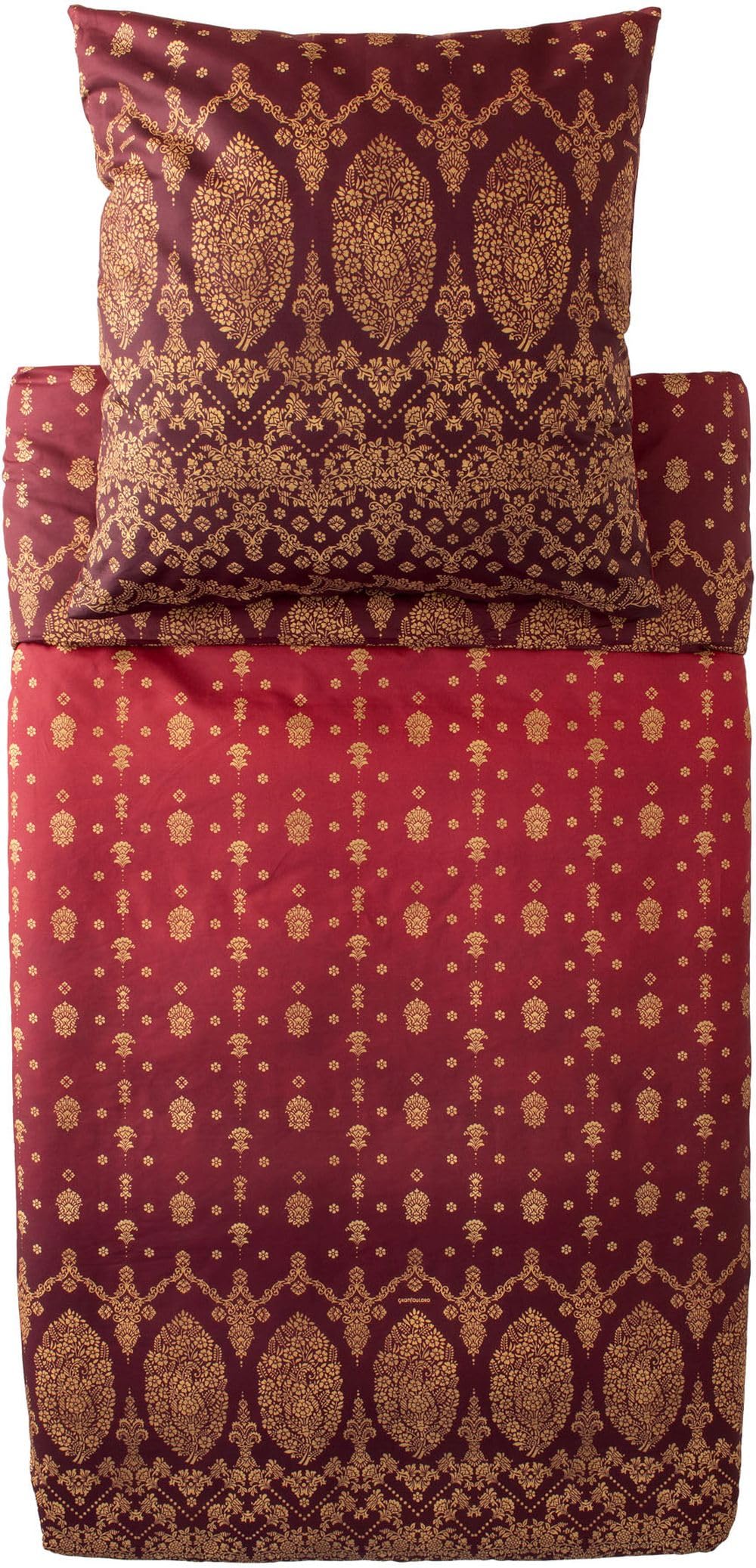 Bassetti Gold Decor 9333255 Bed Linen + 2 Pillowcases Made of 100% Cotton Satin in Bordeaux R1, Dimensions: 200 x 200 cm + 2 K 80 x 80 cm