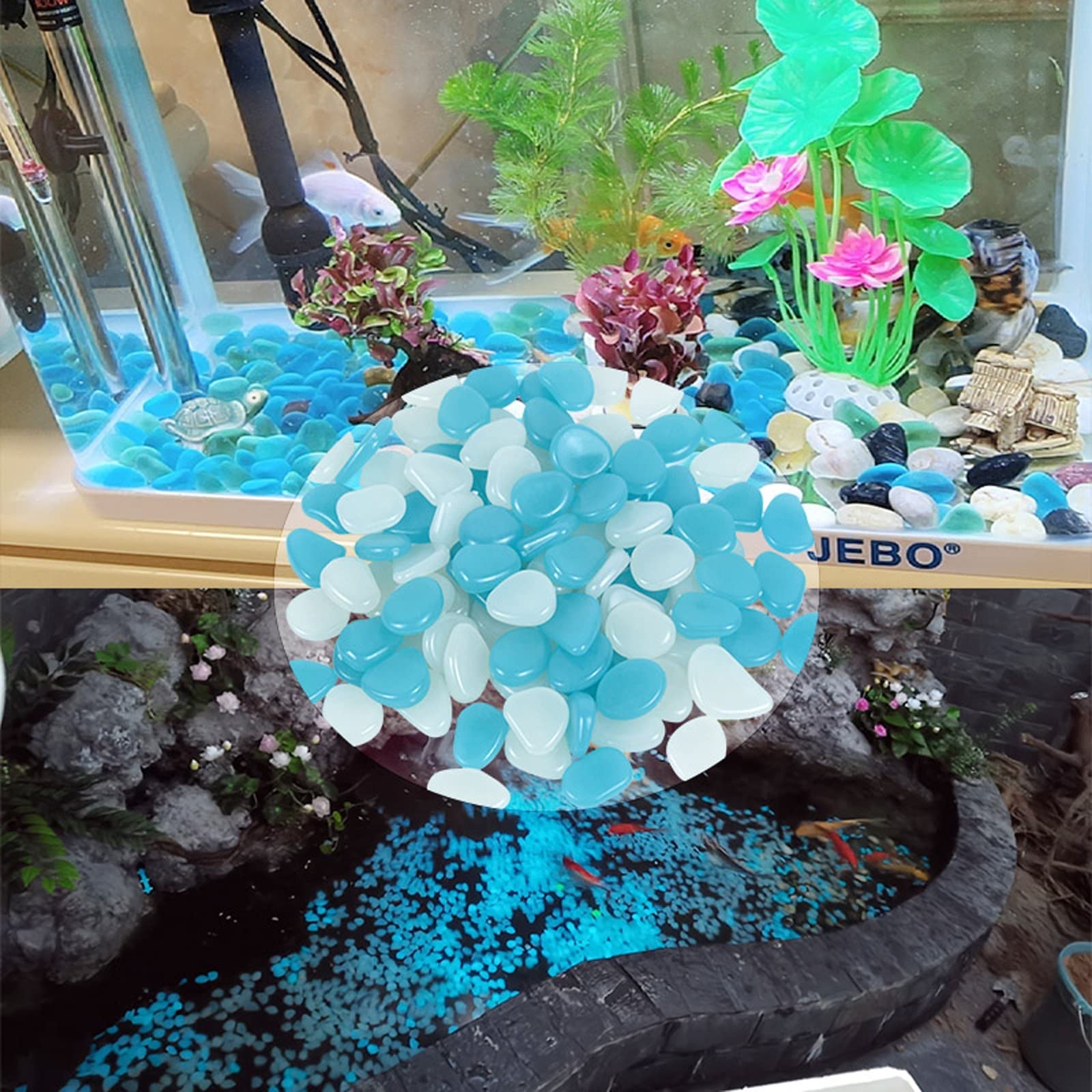 310 Galets Phosphorescents Colorés, Imitations De Galets Décoratifs, Pour La Décoration De Sols De Jardin Et De Cours Exterieures 96422355