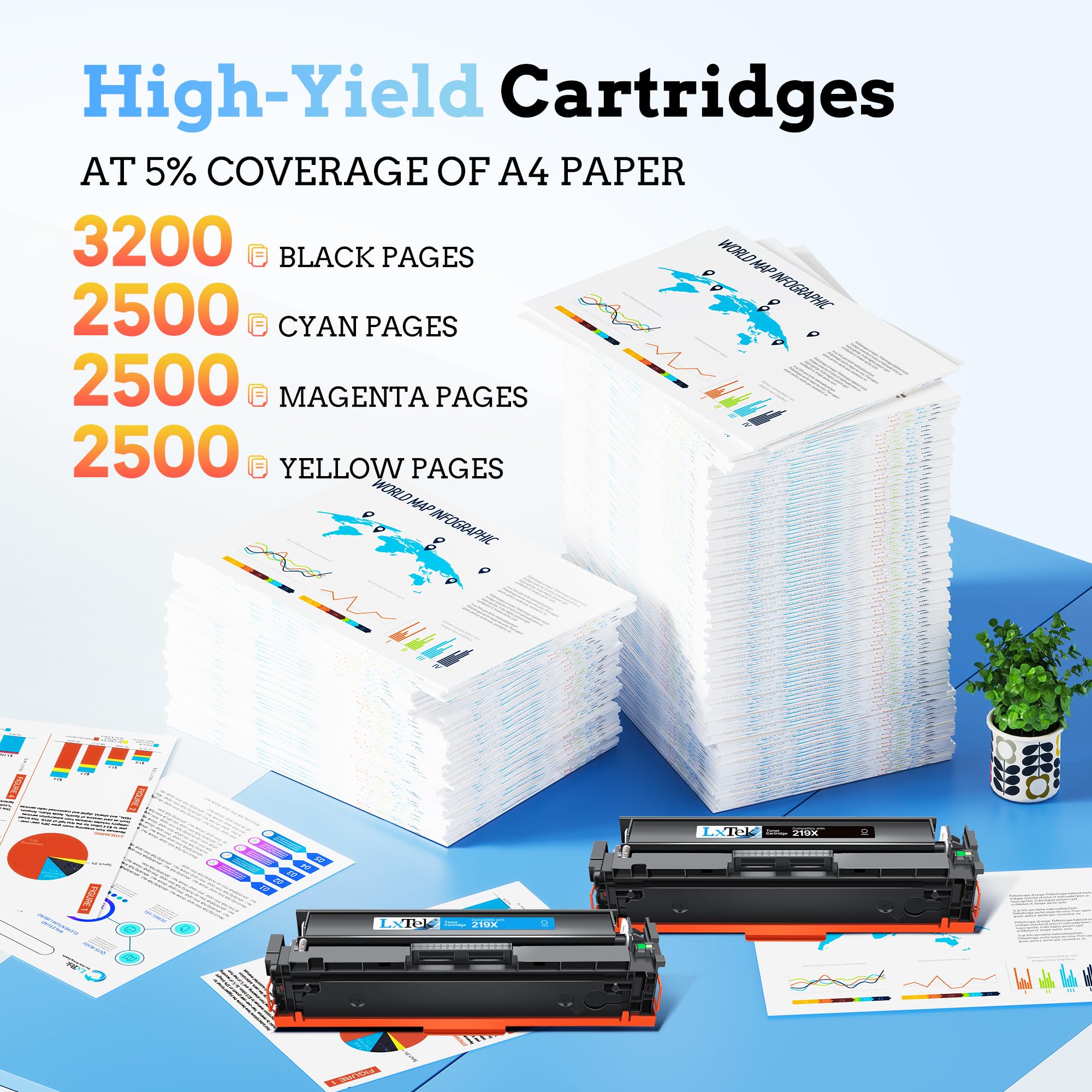 LxTek 219X Toner compatibile per HP 219X 219A W2190X W2090A HP Color LaserJet Pro MFP 3302fdwg 3302sdwg 3302fdng 3302fdw 3302sdw 3202fdn 3202dw 3302dn 4-Pack