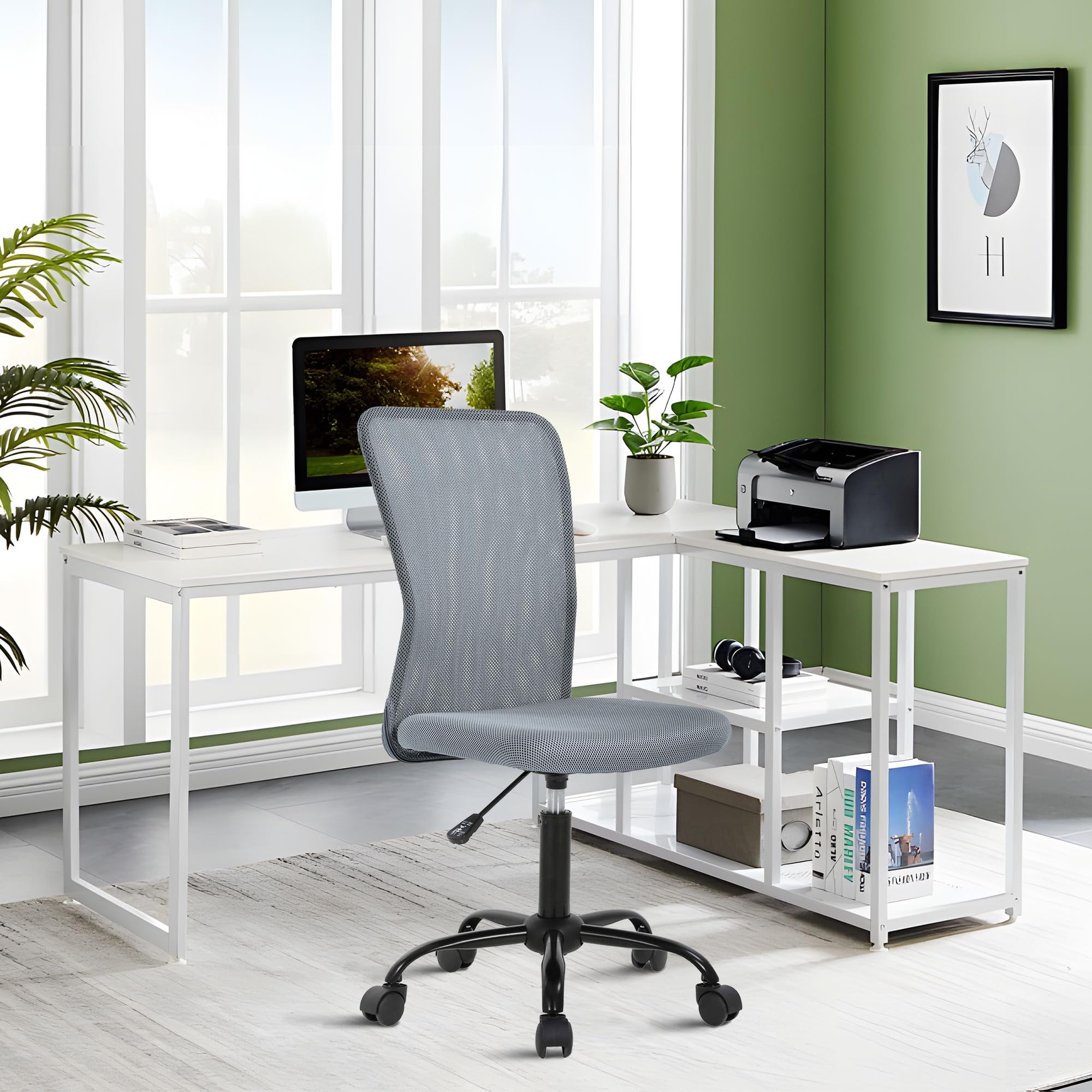 Armless Office Chair Ergonomic High-Back Mesh Office Chair with Lumbar Support Computer Chairs Rolling Chair for Home Bedroom
