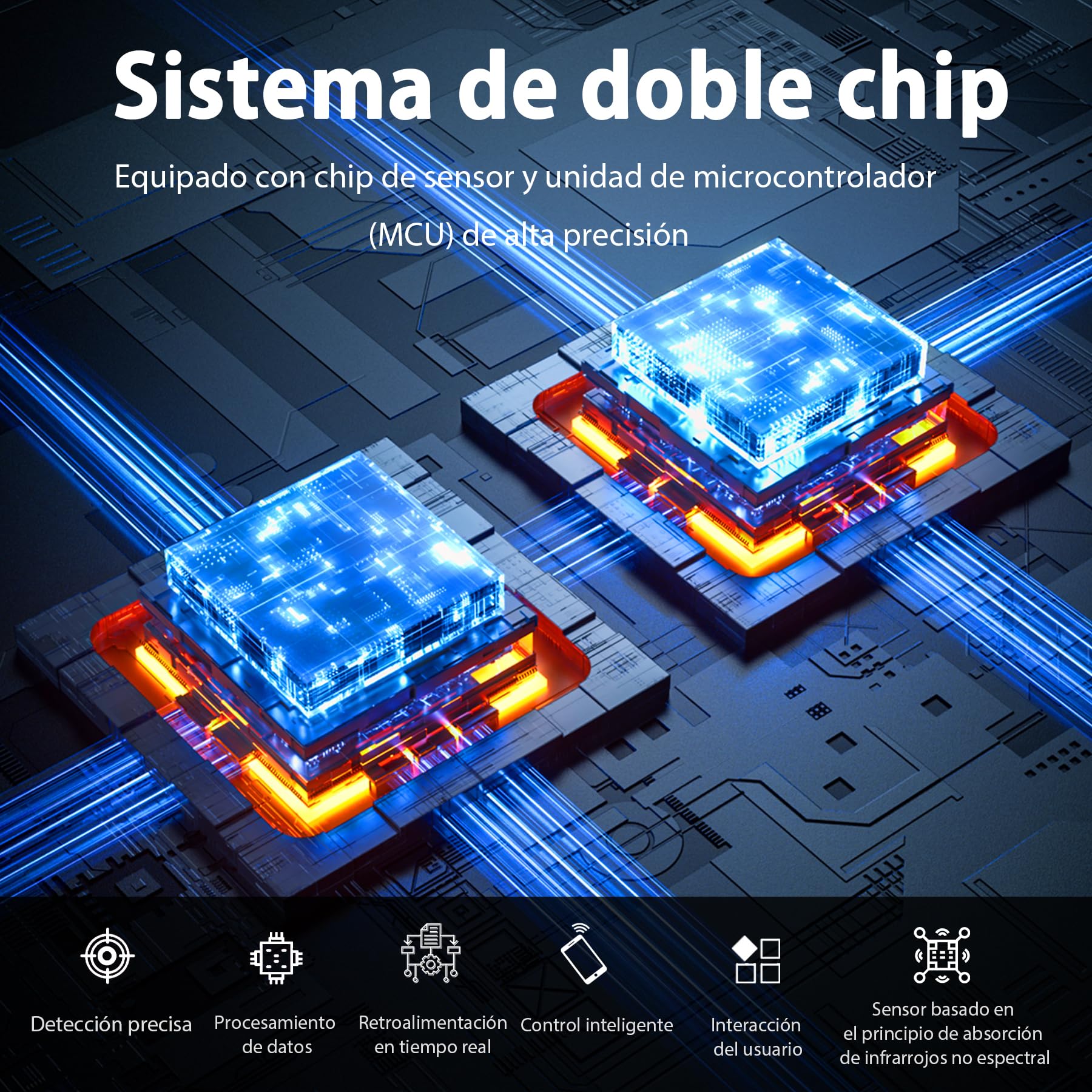 Medidor de Calidad del Aire Interior 15 en 1 con App - 2 Chips Sensores Precisos de CO2,PM2.5/PM10,HCHO,TVOC | Alertas en Tiempo Real y Análisis para la Salud | Fácil Lectura,Ideal para Hogar,Oficina