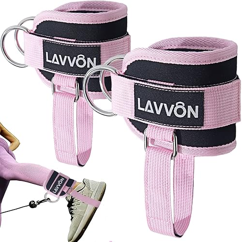 Miniatura 8 de LAVVON Ankle Straps for Cable Machines Kickbacks - Adjustable Comfort Ankle Cable Attachments for Gym Ankle Cuff Cable Machine Glute Kickback Straps