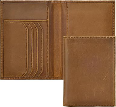 Genuine Leather Passport Holder Handmade Passport cover Lightweight Travel Bifold Passport Brown