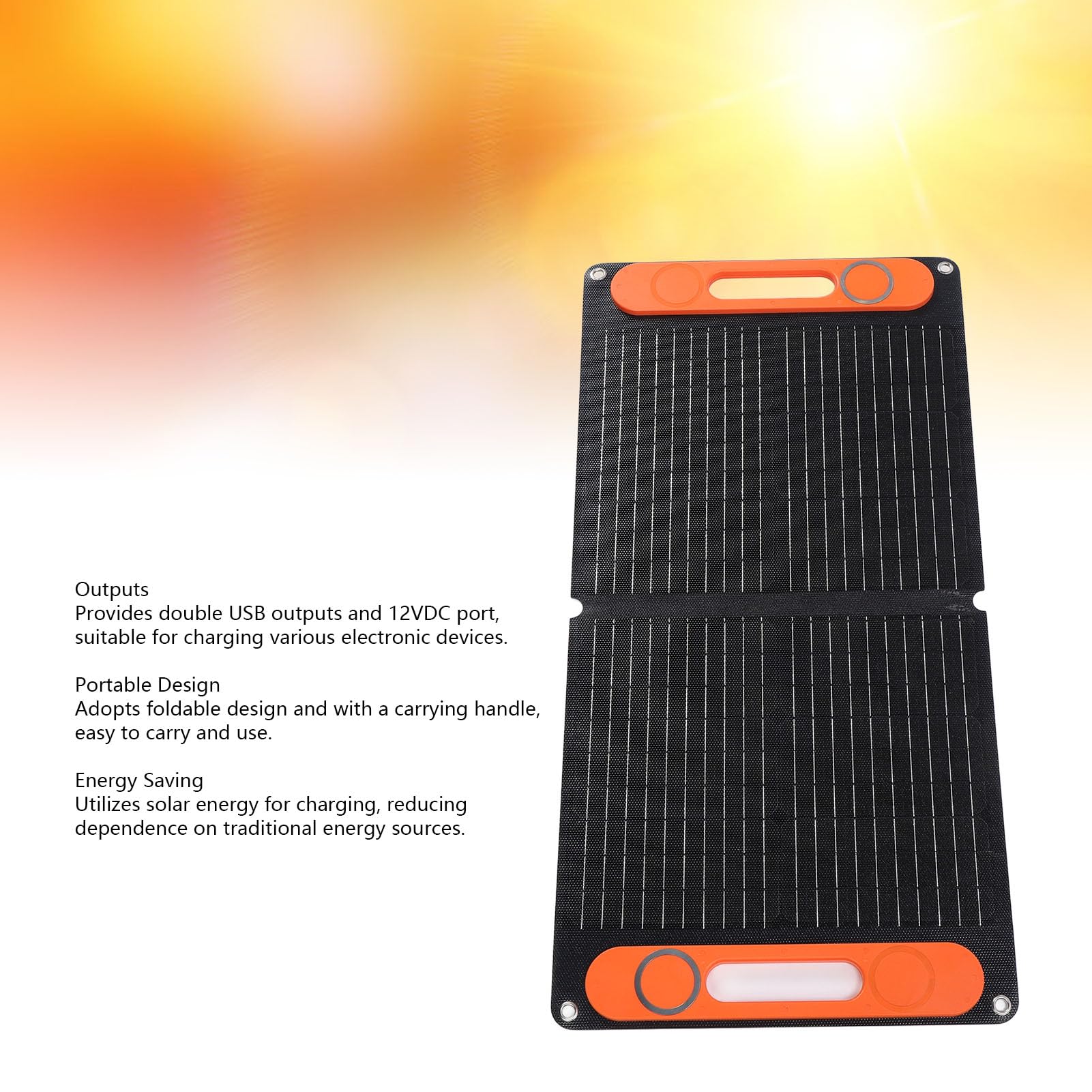 Naroote Caricatore di Mantenimento Solare, Caricabatteria per Auto a Pannello Solare, Mantenitore di Batteria Portatile con Uscite USB e Porte 12VDC, Ideale per Auto, Automobili, Barche, Marine, e