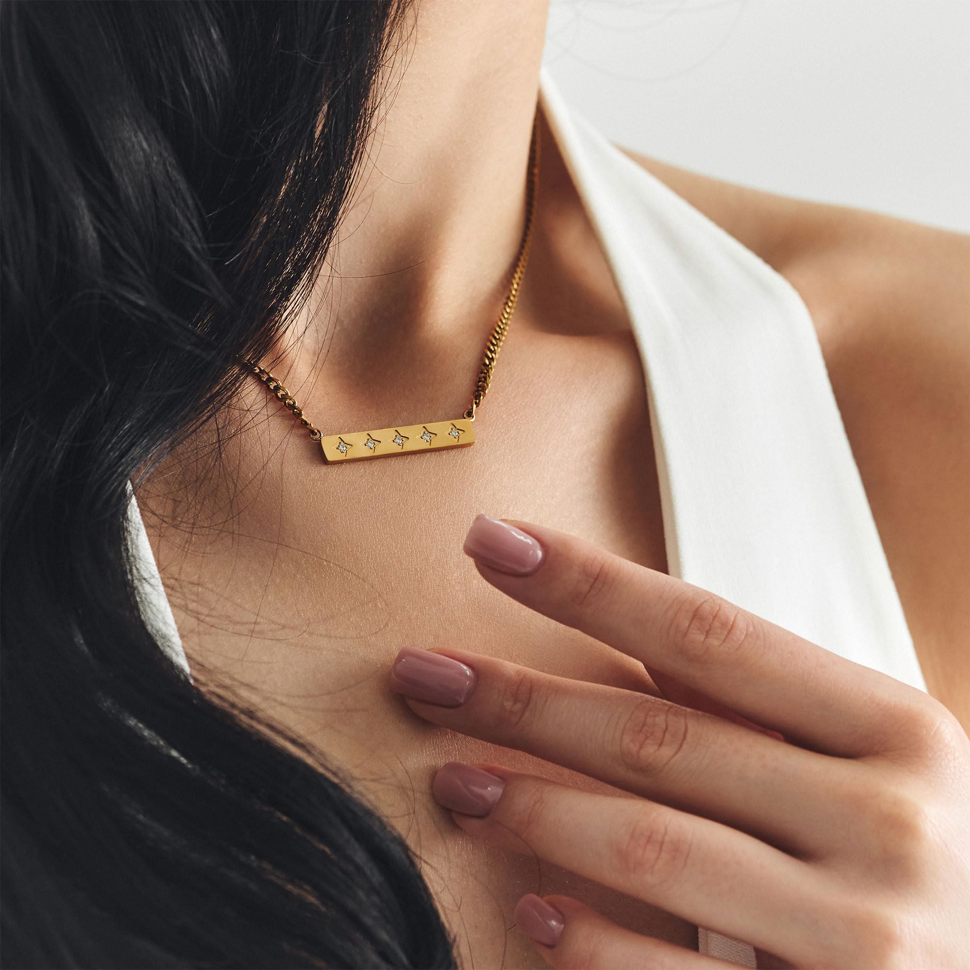 Luna Grace Cosmic Star Bar Necklace – Adjustable Celestial Jewellery for Women