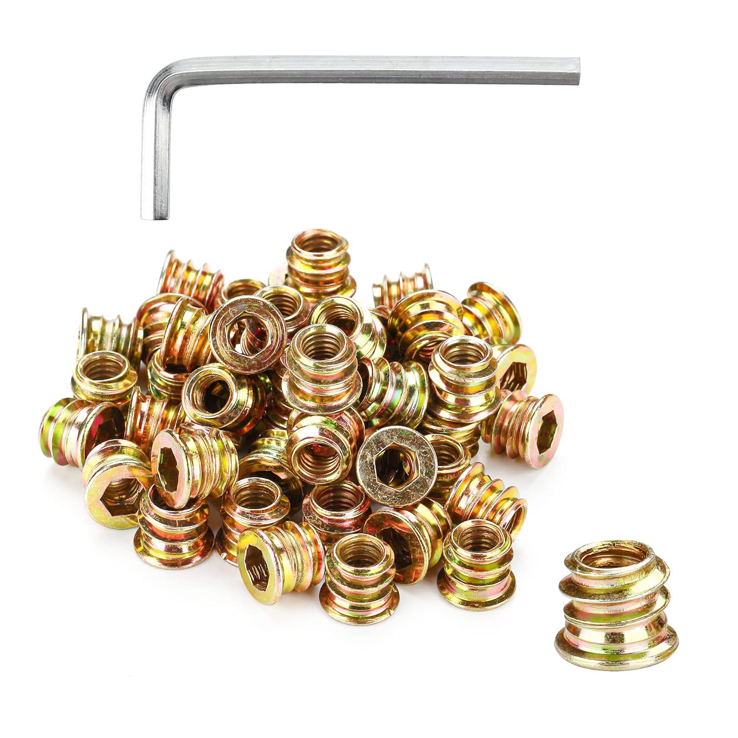 WELLOCKS Threaded Inserts for Wood Nutsert Furniture 50PCS 1/4"20 x 10mm Bolt Screw in Nut