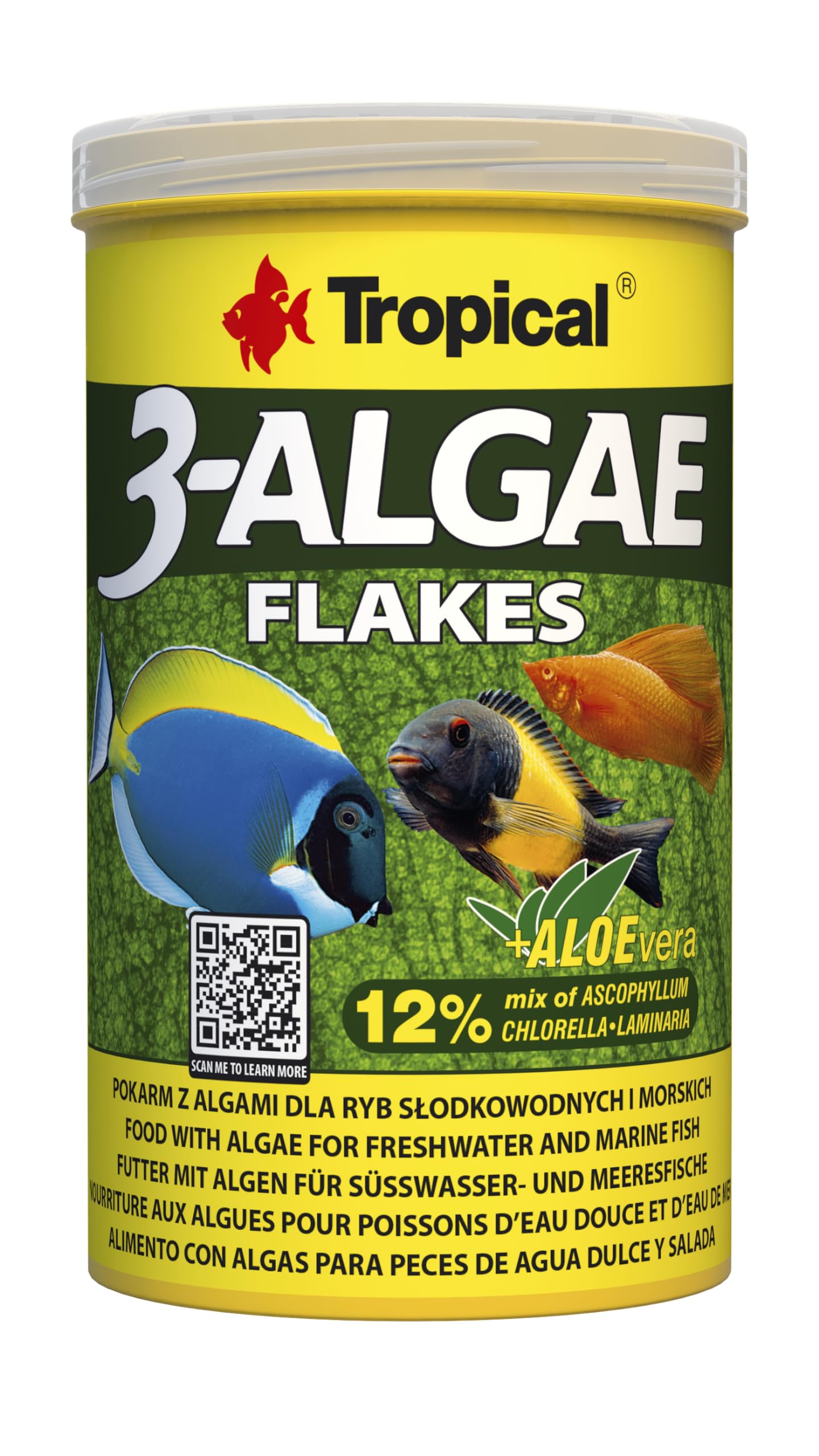 Tropical 3-ALGAE Flakes 1000ml / 200g - Food with algae for freshwater and marine fish