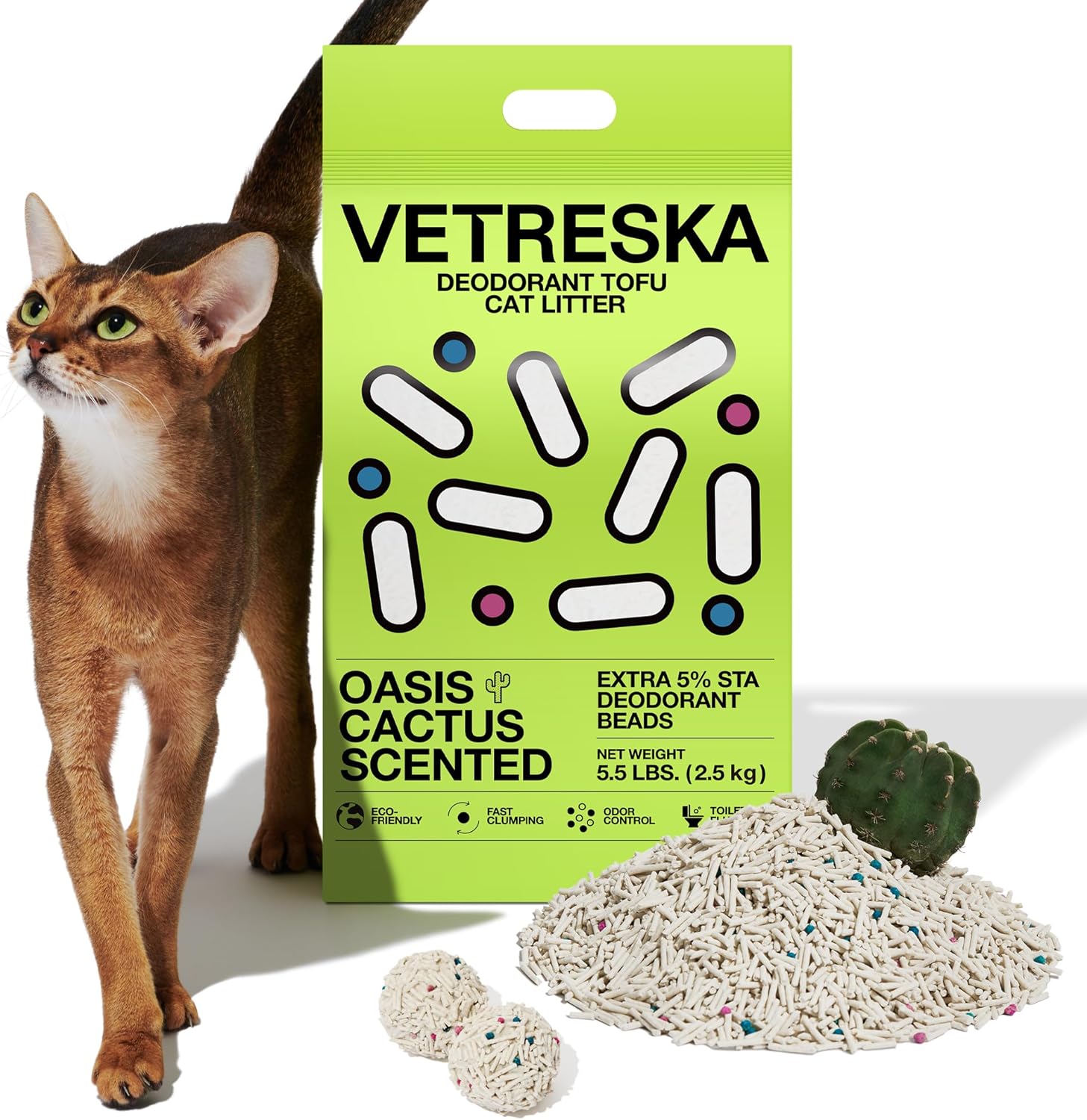 VETRESKA Tofu Cat Litter,Natural Pretty Kitty Litter Strong Clumping