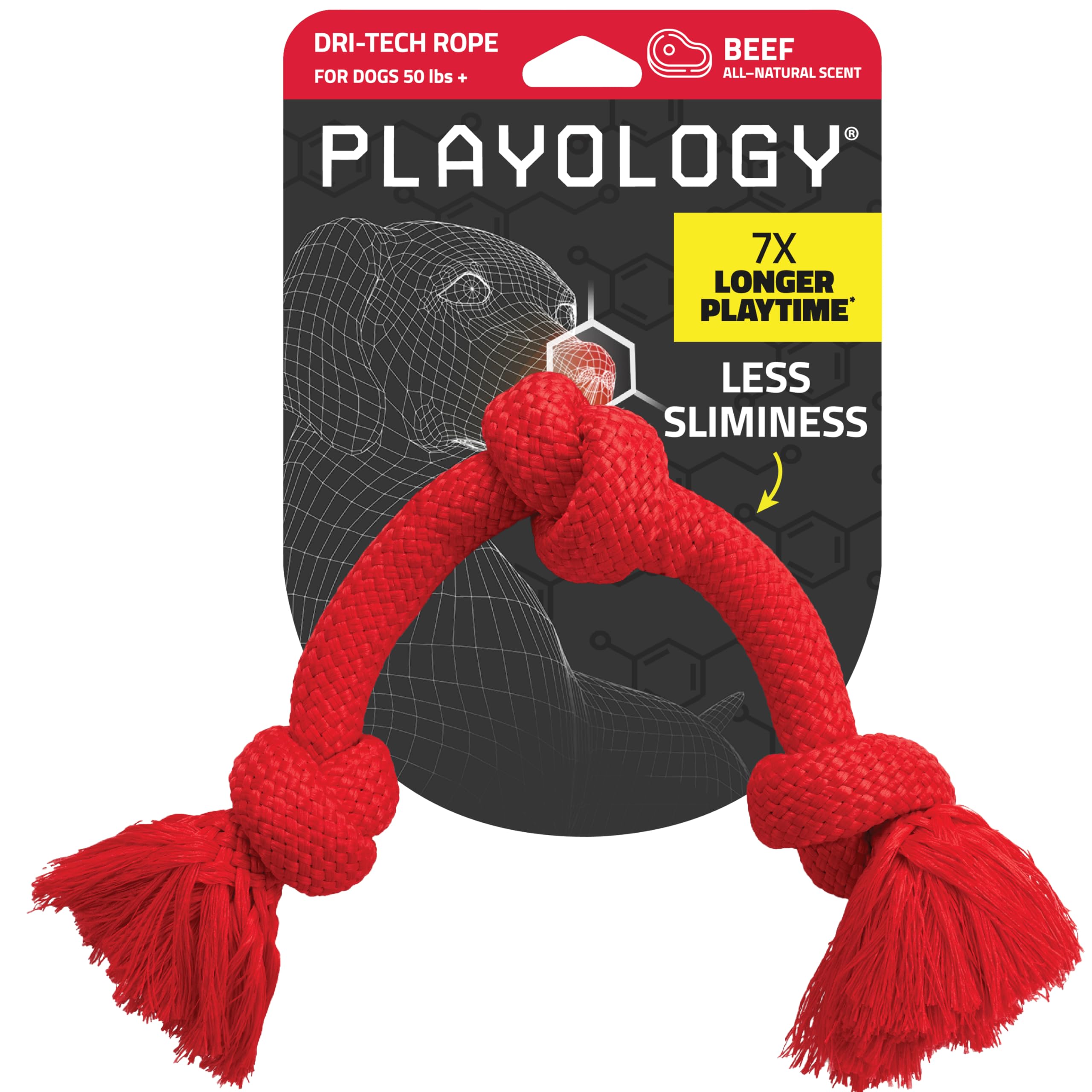 Playology Rope Toys for Dogs | Tug of War Dog Toy for Aggressive Chewers | Beef Scented Dog Toys | Jumbo Rope Toy for Interactive Play