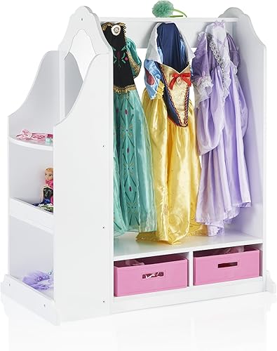 Guidecraft Vestir vanidad Blanco tocador armario con cubos de almacenamiento y espejo para niños organizador de sala de juegos para niños muebles