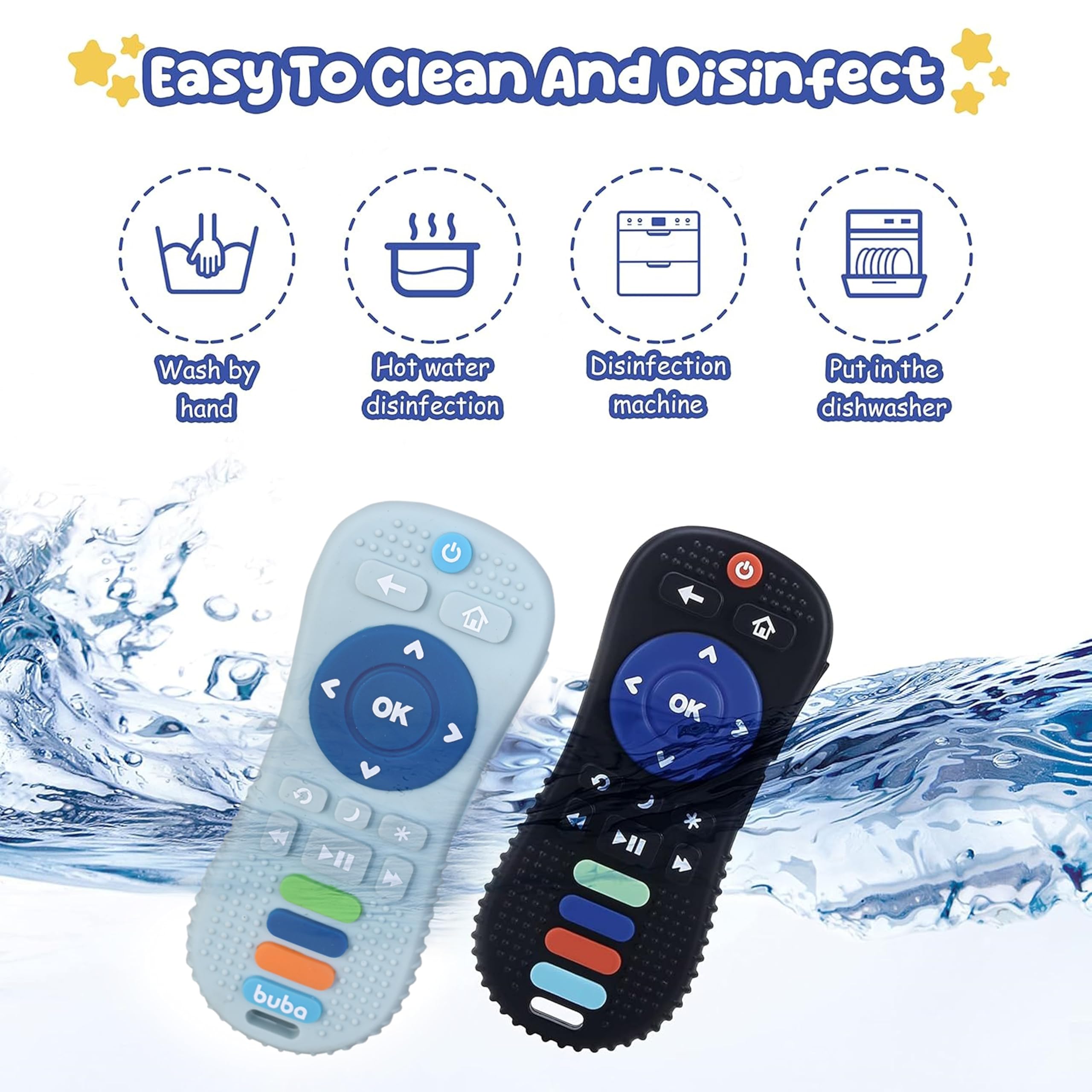 TEC TAVAKKAL Silicone Remote Teether For Baby, Remote Teether For 3+ Months And 6 To 12 Months Baby, Helps Biting Skills Development, Colour & Shape Recognition, Teething Toys For Babies And Toddlers Blue - Image 3 thumbnail