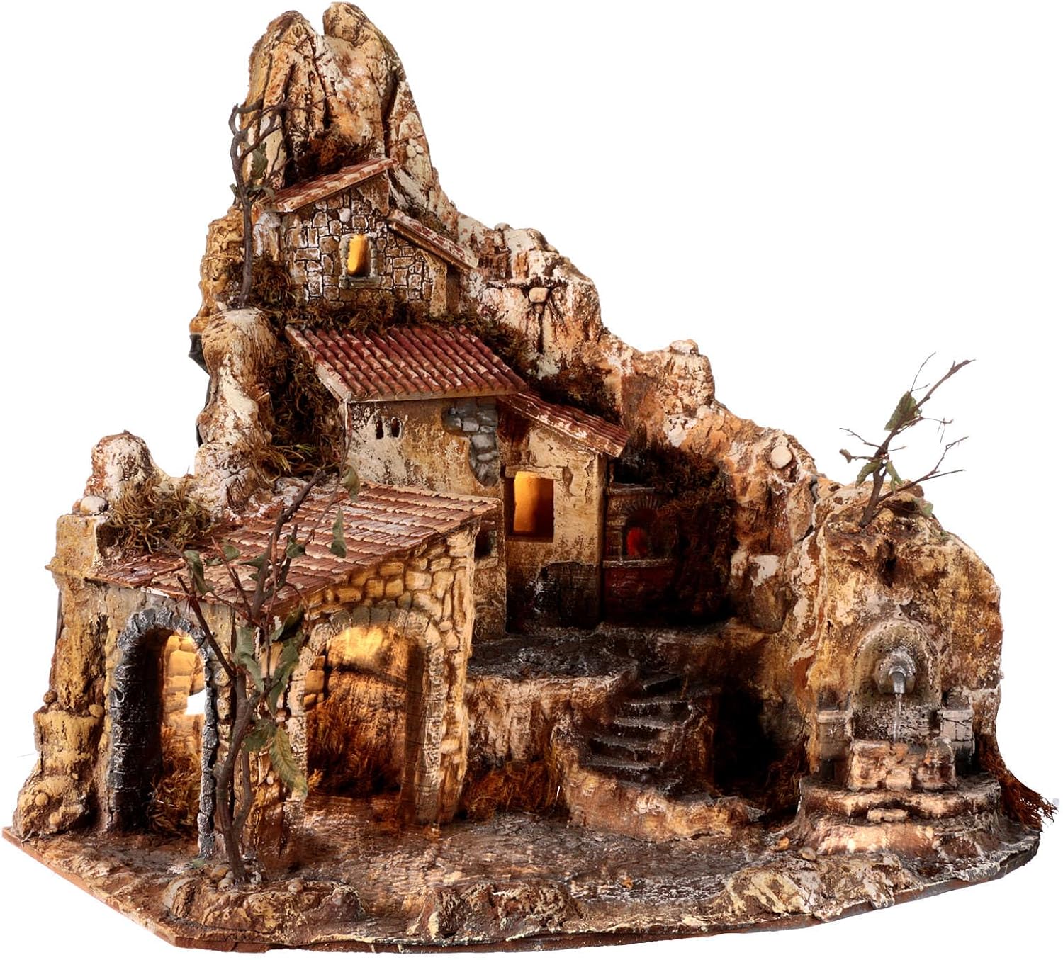 Rustic Village with Fountain and Oven 10 cm Nativity Scene 55x50x50 cm