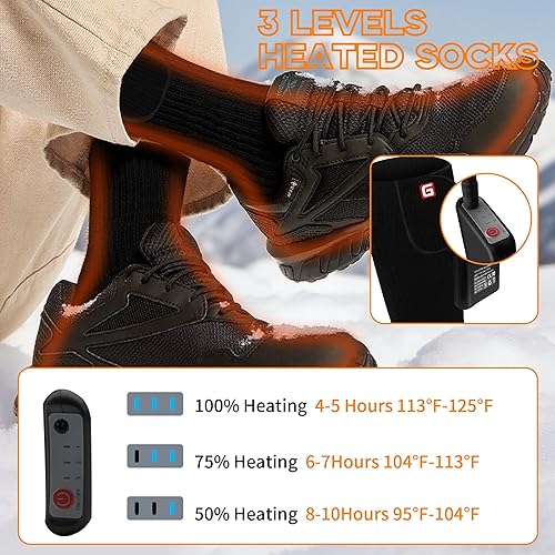 Miniatura 3 de MMlove Calcetines calefactados, calcetines de nieve eléctricos recargables para hombres y mujeres, calentadores de pies lavables de invierno para