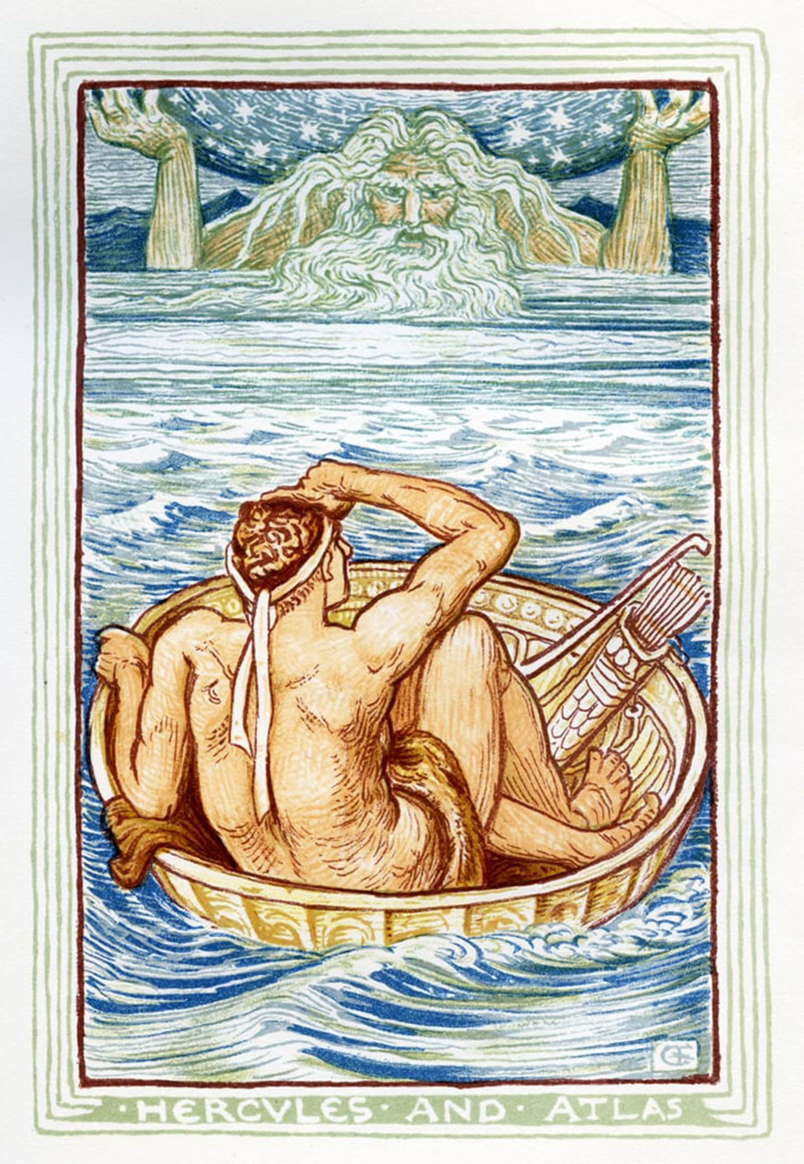 Posteriik No Frame Vintage Classic Picture Landscape Artwork Hercules And Atlas By Walter Crane Portrait Canvas Painting For Office Home Decor 60X90cm