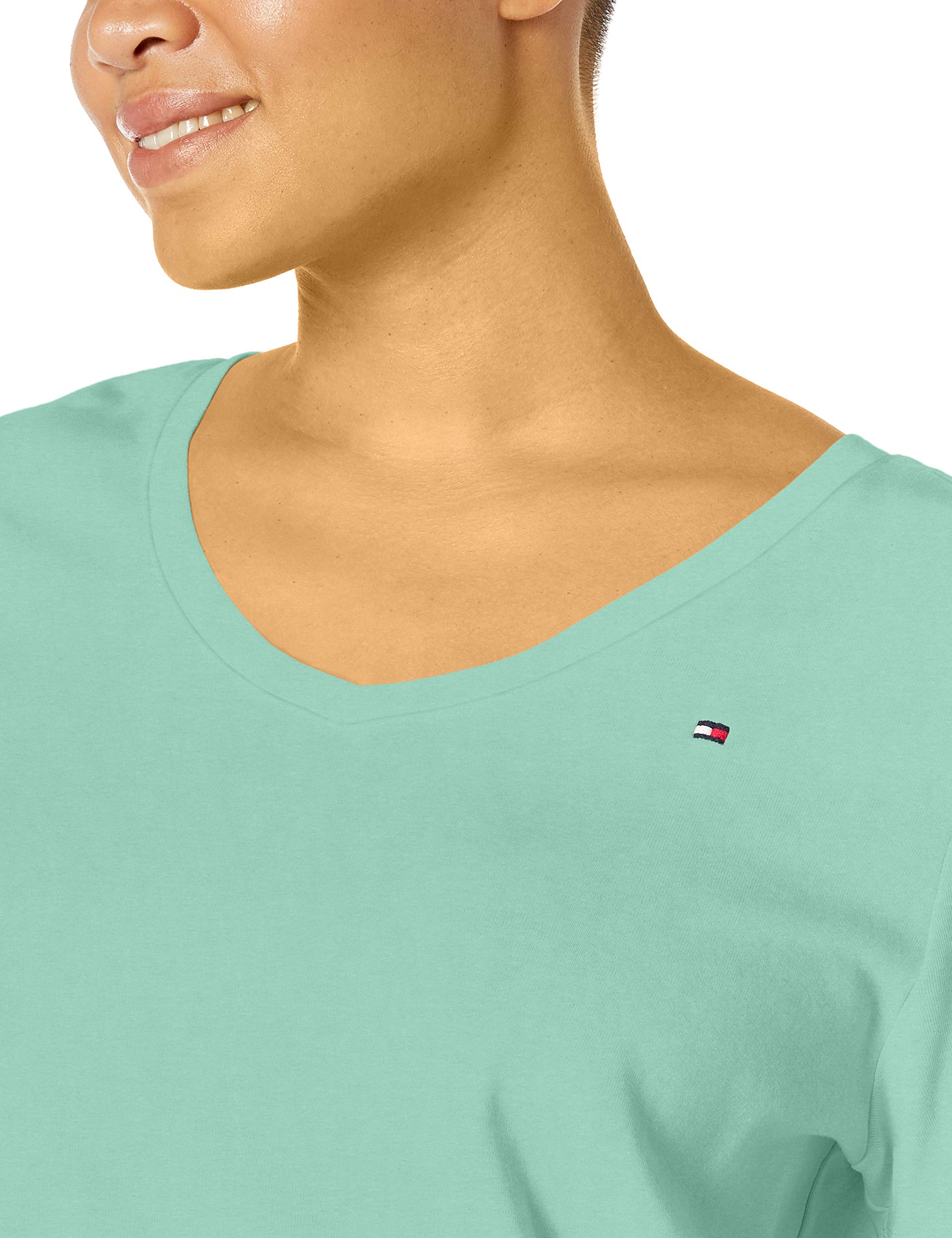 Tommy Hilfiger Adaptive Tommy Hilfiger Camiseta con Cuello En V para Camiseta Mujer