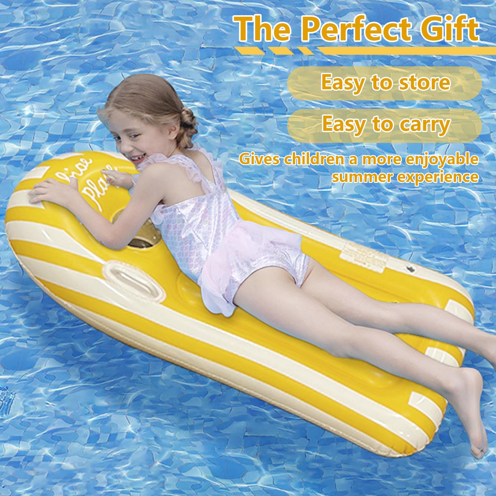 Shyllin Bodyboard Hinchable Niño con Asas 112x45cm Tabla de Surf Ojo de Buey