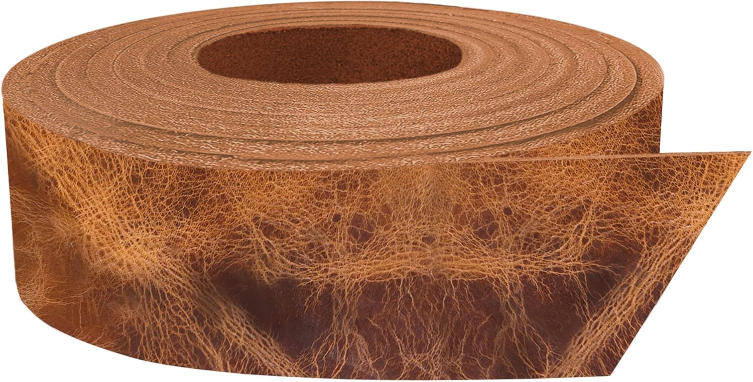 European Leather Works - Buffalo Belt Blanks 8-10 oz (3-4mm) Size: 2.25"x50" (5.7x127cm) - Vintage Tan Color Full Grain Leather Belt Straps/Strips for Tooling, Holsters