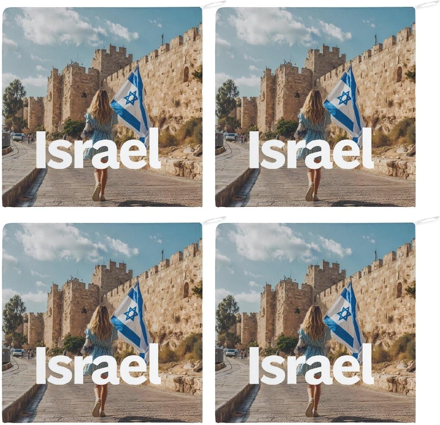 Zionist Women Holding Israeli Flag Hand Towels for Bathroom Handkerchief | Absorbent,with Hanging Loop,Kitchen Towels,for Home Hotel,Soft