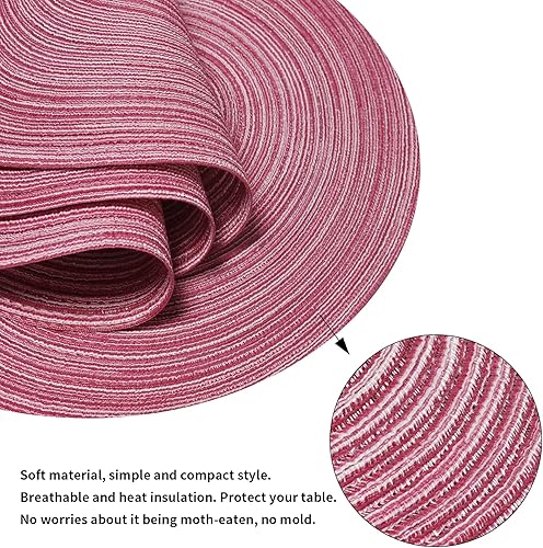 Miniatura 4 de Smaafit Juego de 4 manteles individuales redondos trenzados para mesa de cocina, tejido resistente al calor, lavable, antideslizante, 15 pulgadas