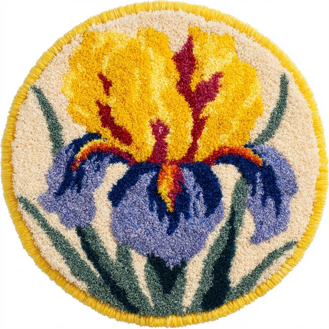Kitquiver Rug Latch Hook Craft Kits Golden Iris 80x80cm