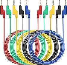 IGNPION 5pcs 4mm Câble de test en silicone souple banane à fiche banane pour multimètre longueur de 2M,1000V/15A