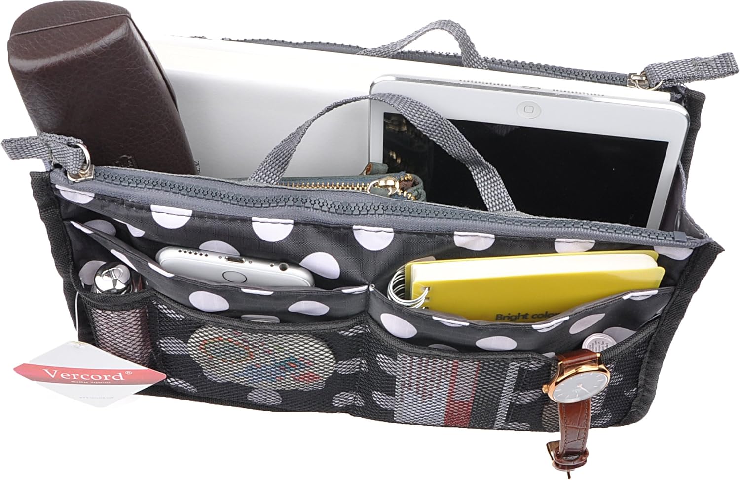 "Purse Organizer Insert - Small Black Dots" - Image 6