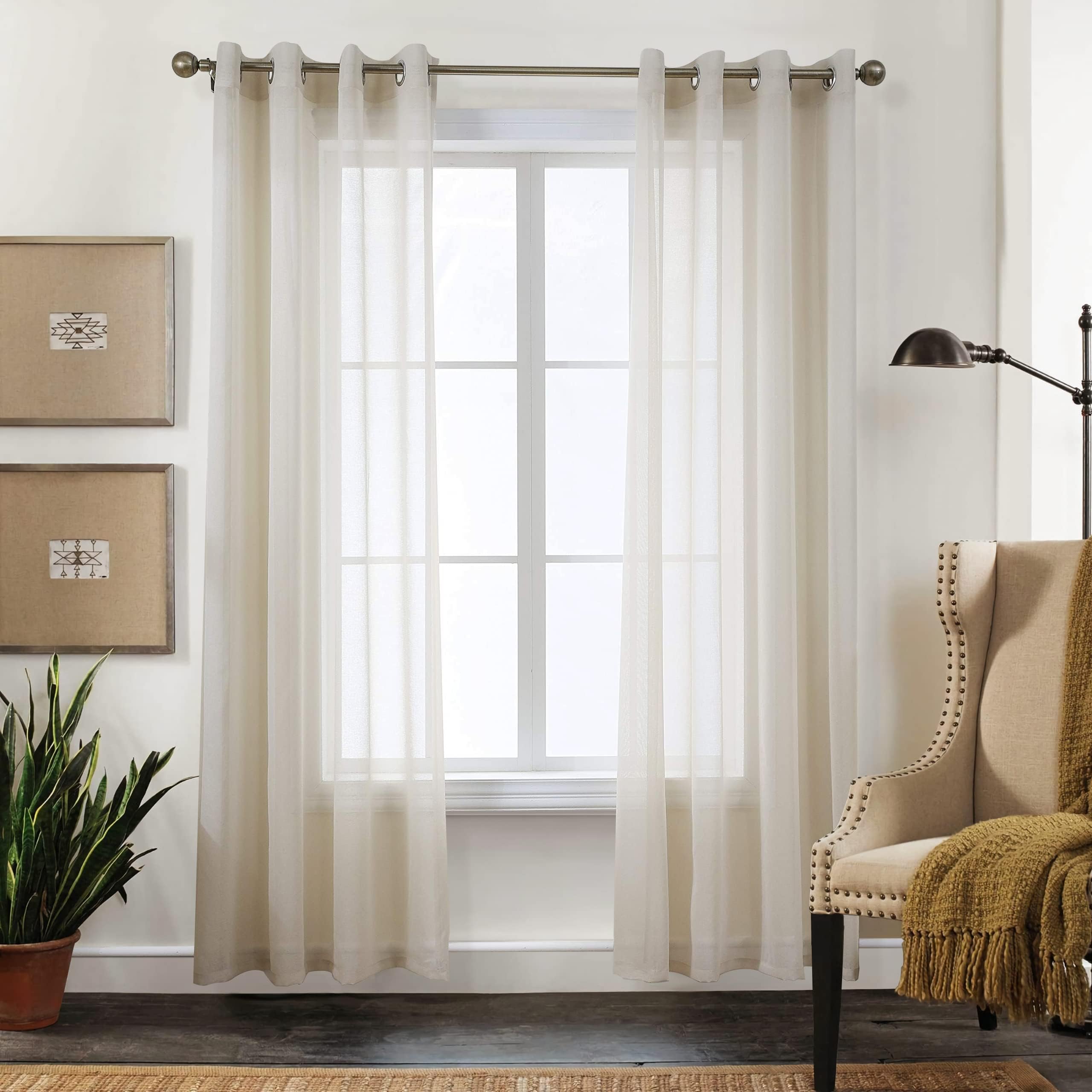 CUCRAF Transparente Gardinen mit ösen Sheer Voile Vorhänge Wohnzimmer & Schlafzimmer