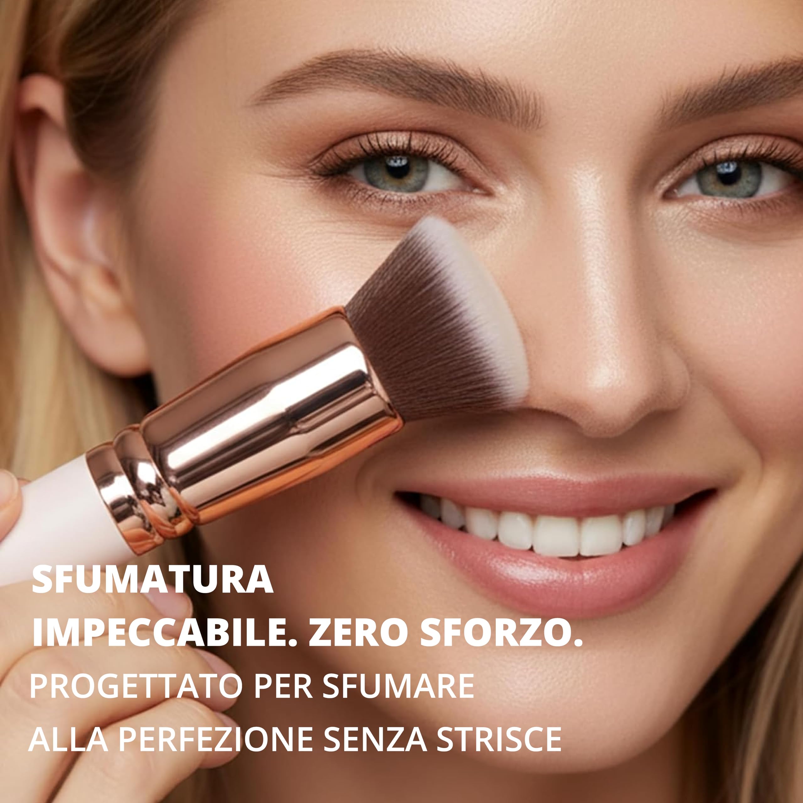 Pennello Fondotinta Liquido Trucco Cipria - Pennello Flat Top Kabuki Viso, Perfetto Per Foundation, Crema Minerale, Polvere - Setole Sintetiche Di Qualità Professionale