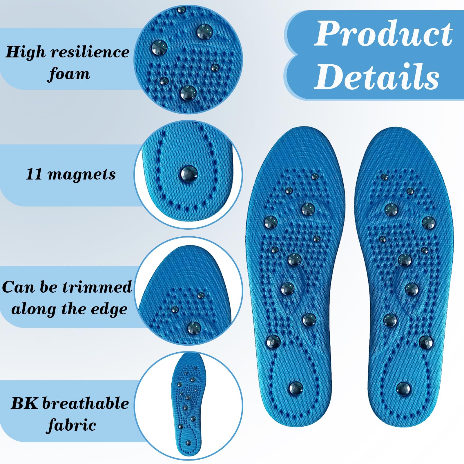 Plantillas Magneticas Adelgazantes para Fascitis Plantar Ortopedicas Masaje de Pies Aliviar Reflexología Acupresión Unisex (S(35-40))