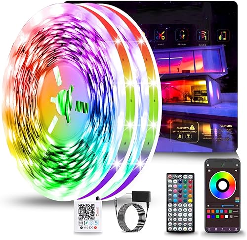 Luces LED para dormitorio de 300 pies (2 rollos de 150 pies), tira de luces LED RGB con sincronización de música, cambio de color, control remoto y disponible en Yaxa Colombia