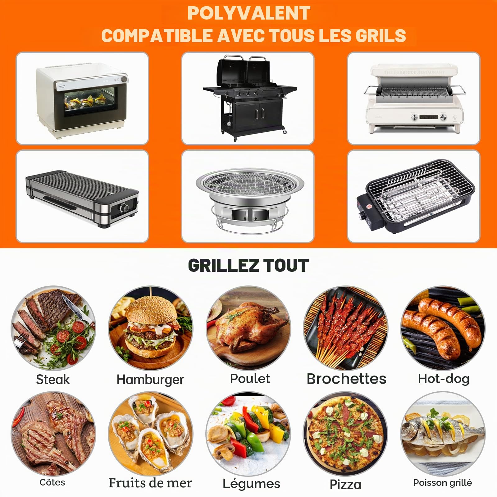 SPGOOD Lot de 5 Tapis de Cuisson pour Barbecue 40 x 32 cm Anti-adhérent sans PFOA Résiste à 260 °C