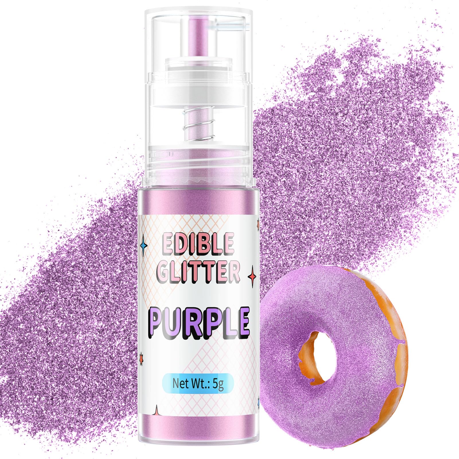 Purpurina Comestible Spray Oro, Waysroma Purpurina Comestible Reposteria Sprinkles Colorantes Alimentarios Polvos para Tartas, Fresas, Fondant, Cócteles, Chocolate (5g) — view 9