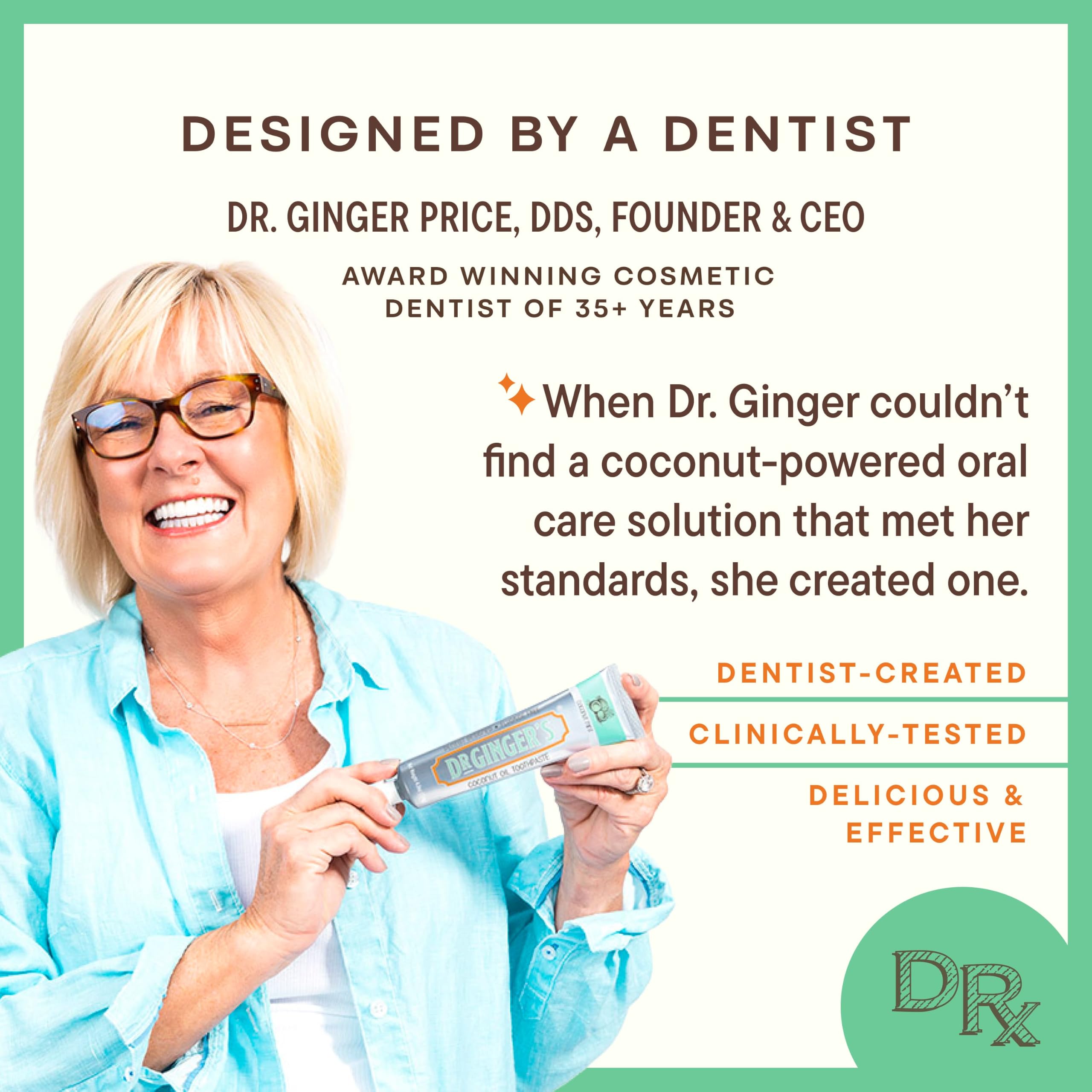 Dr. Gingers - Menta de coco con pasta de dientes de aceite de coco sin fluoruro - 4 oz.