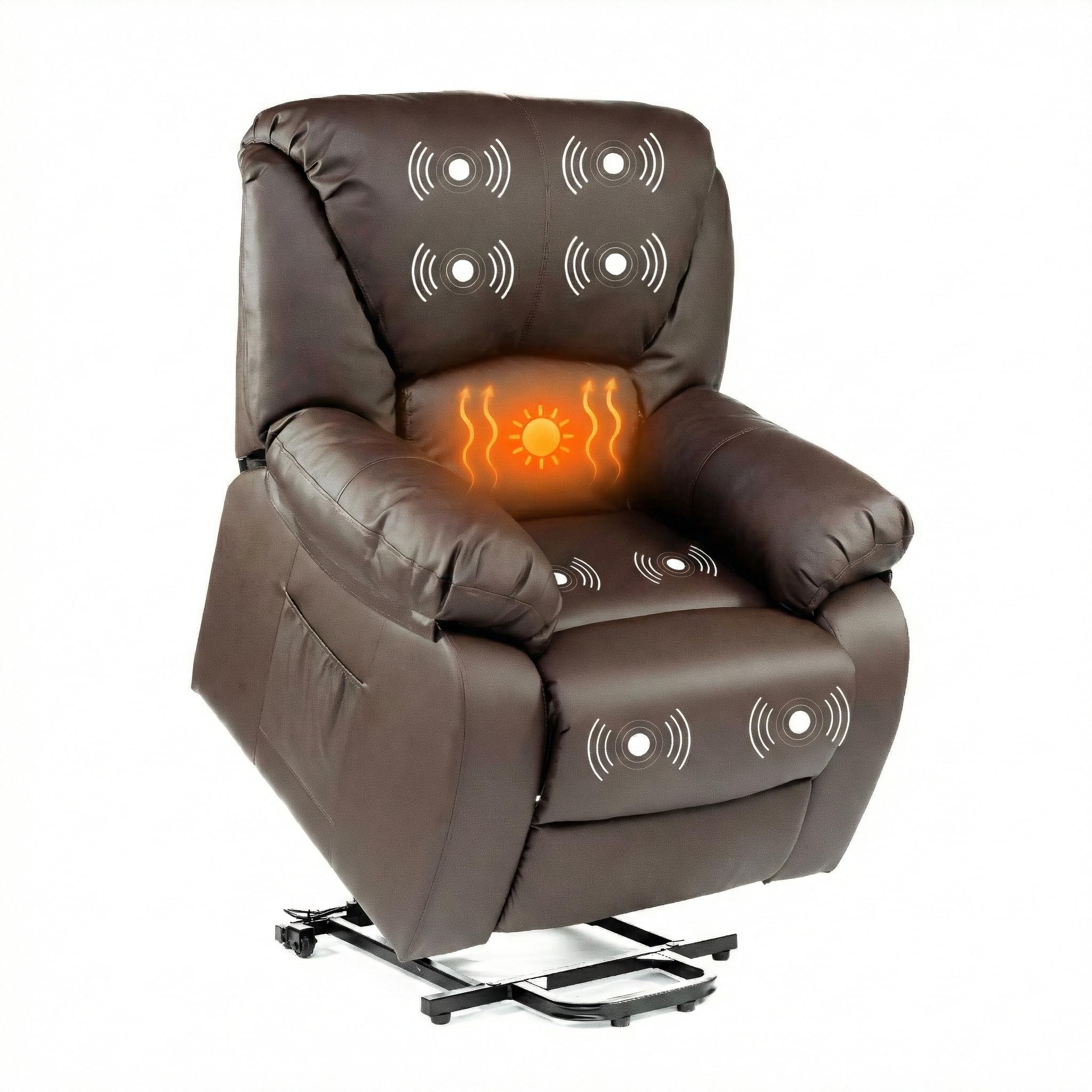 ECODE® Sillon de Relax Reclinable Levantapersonas Electrico con Masaje y Calor Lumbar - Sillones Electricos Stressless Ideales para Personas Mayores