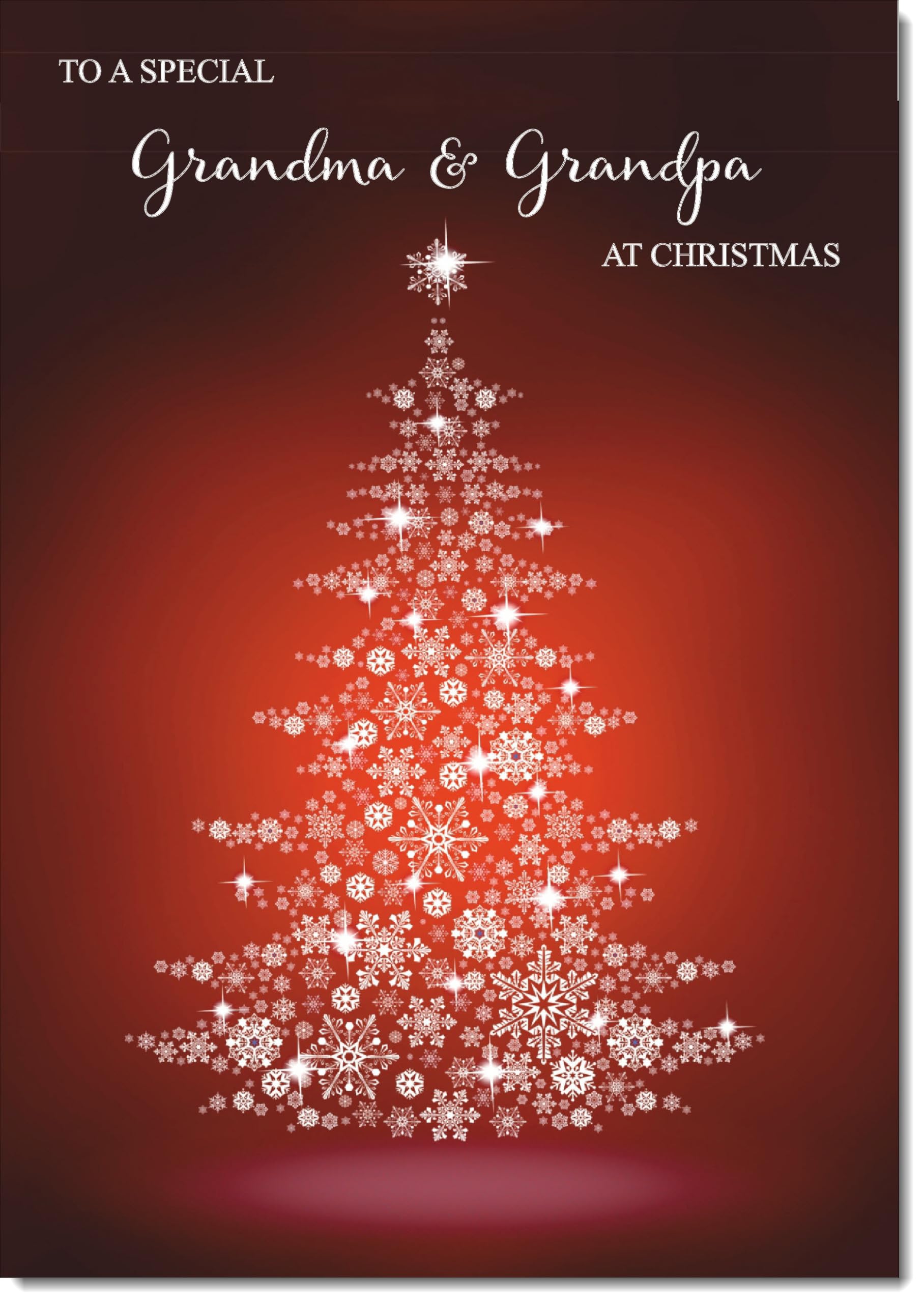 doodlecards Grandma and Grandpa Christmas Card Snowflake Christmas Tree Large A4 Size Christmas Card for Grandma & Grandpa with Plain Envelope
